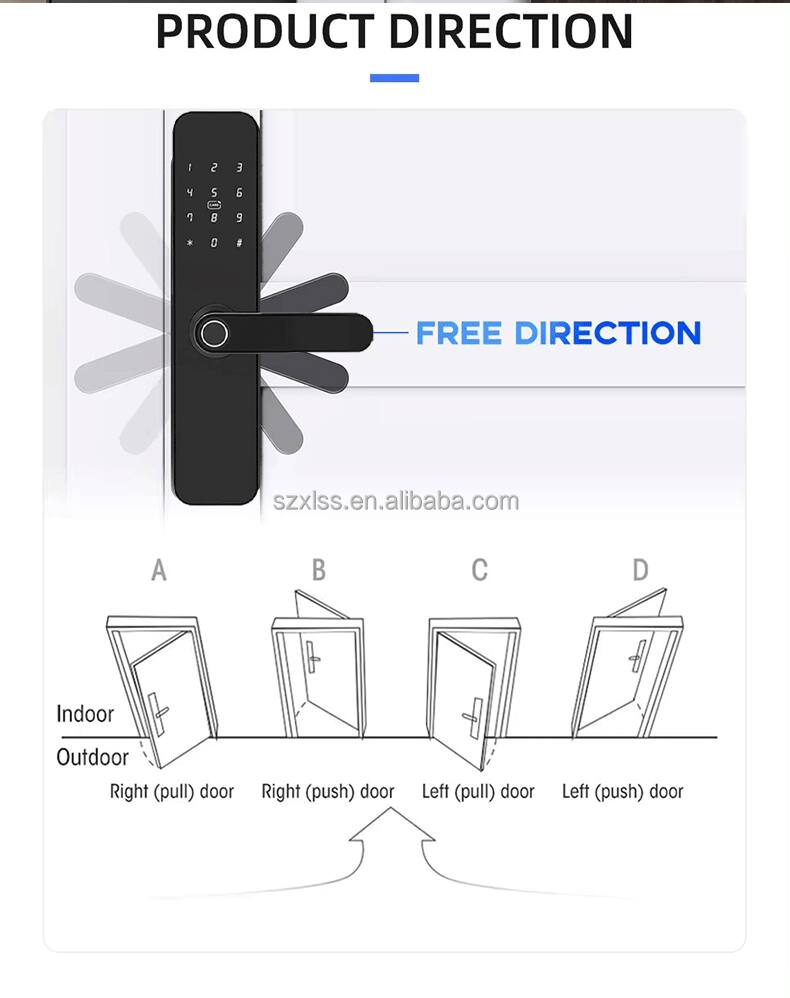 PRODUCT DIRECTION

FREE DIRECTION

szxlss.en.alibaba.com

A - Indoor Right (pull) door  
B - Right (push) door  
C - Left (pull) door  
D - Left (push) door