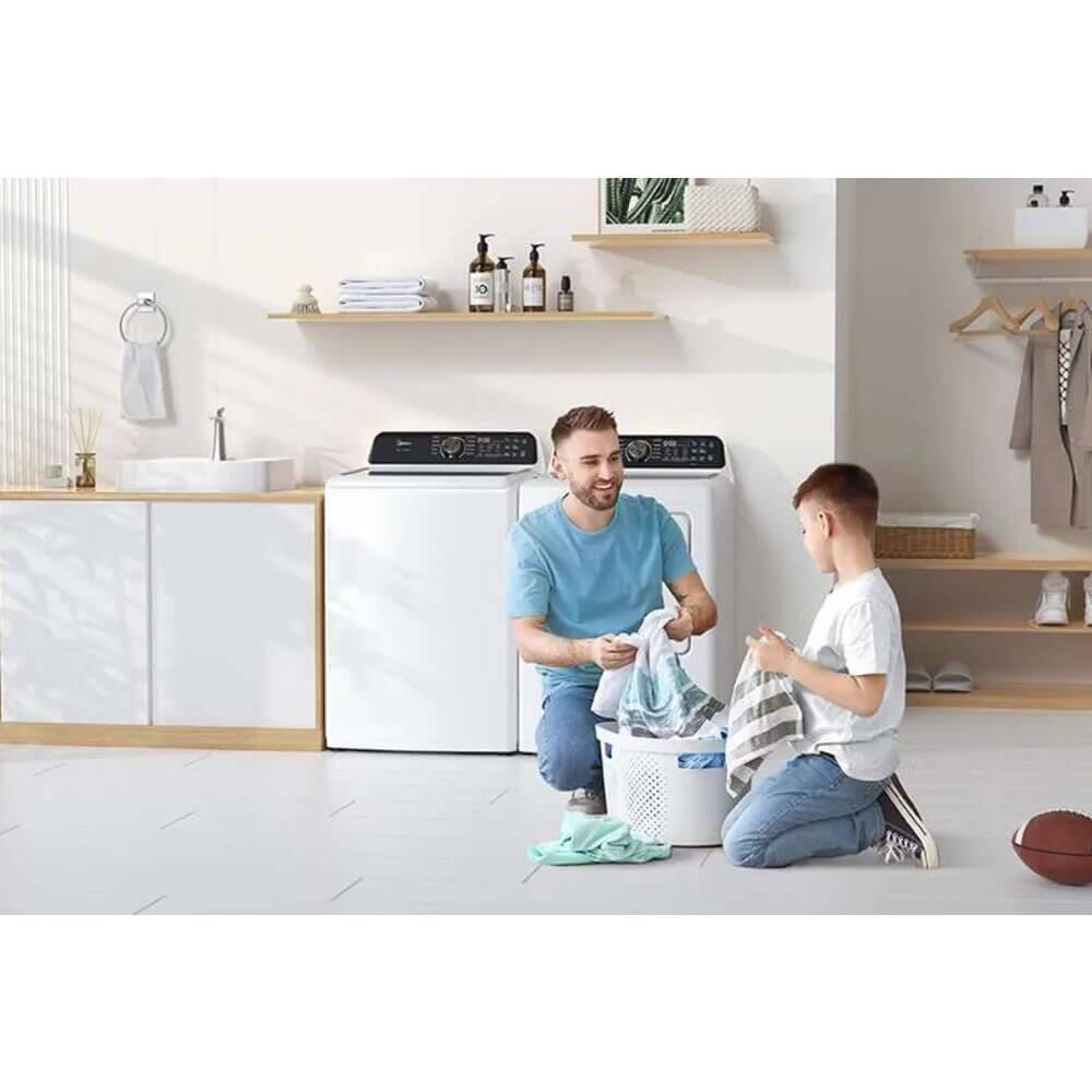 Back. Midea - Midea 7.0 Cu. Ft. White Front Load Smart Electric Dryer - White.
