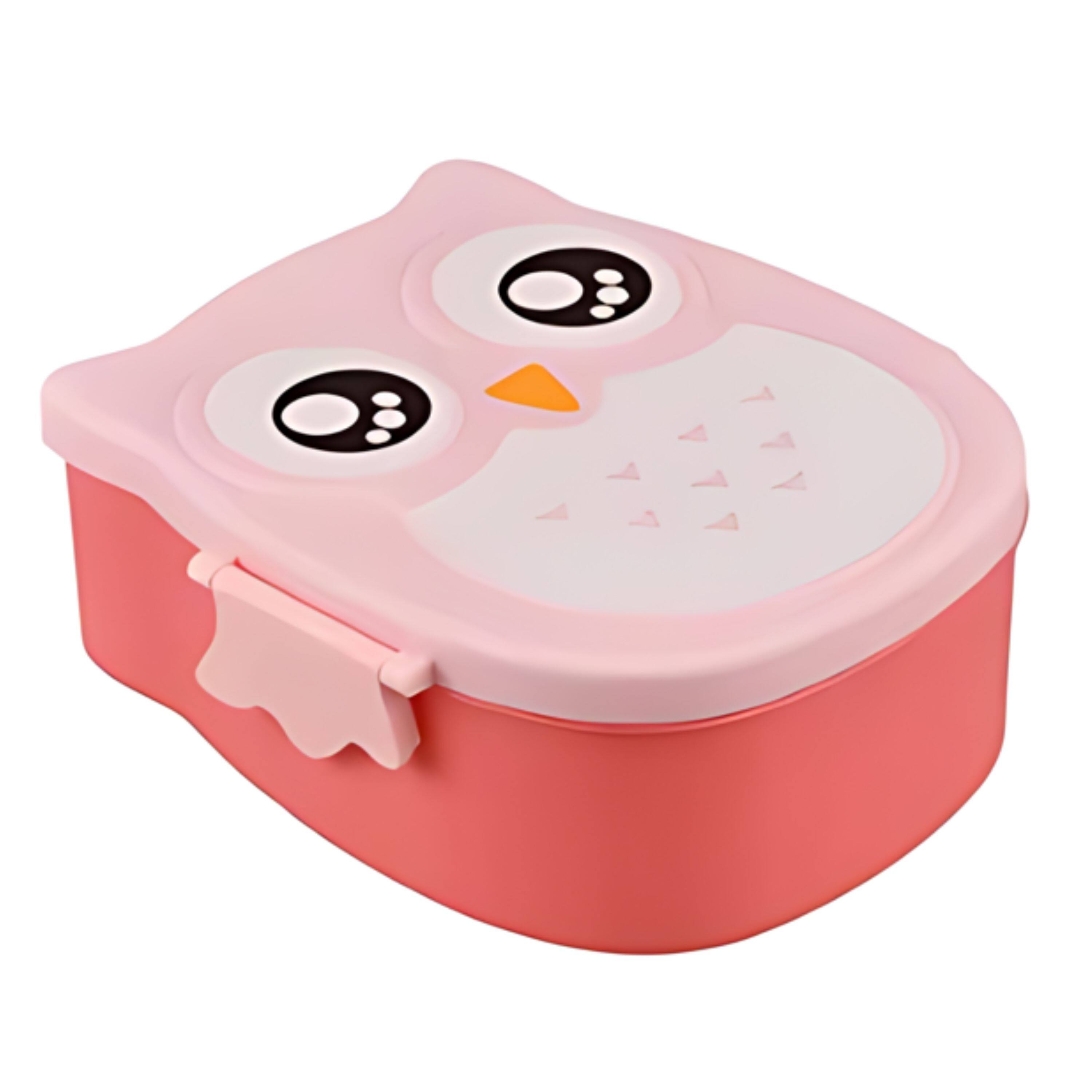 Front. Kitcheniva - Owl Shaped Lunch Box With Compartments Pink.