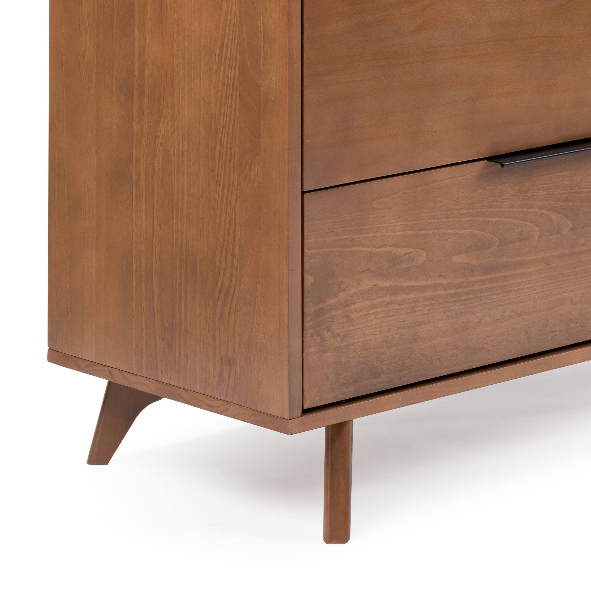 Alt View 8. Plank+Beam - Haven 6 Drawer Dresser with Black Handle, Pecan - Pecan.