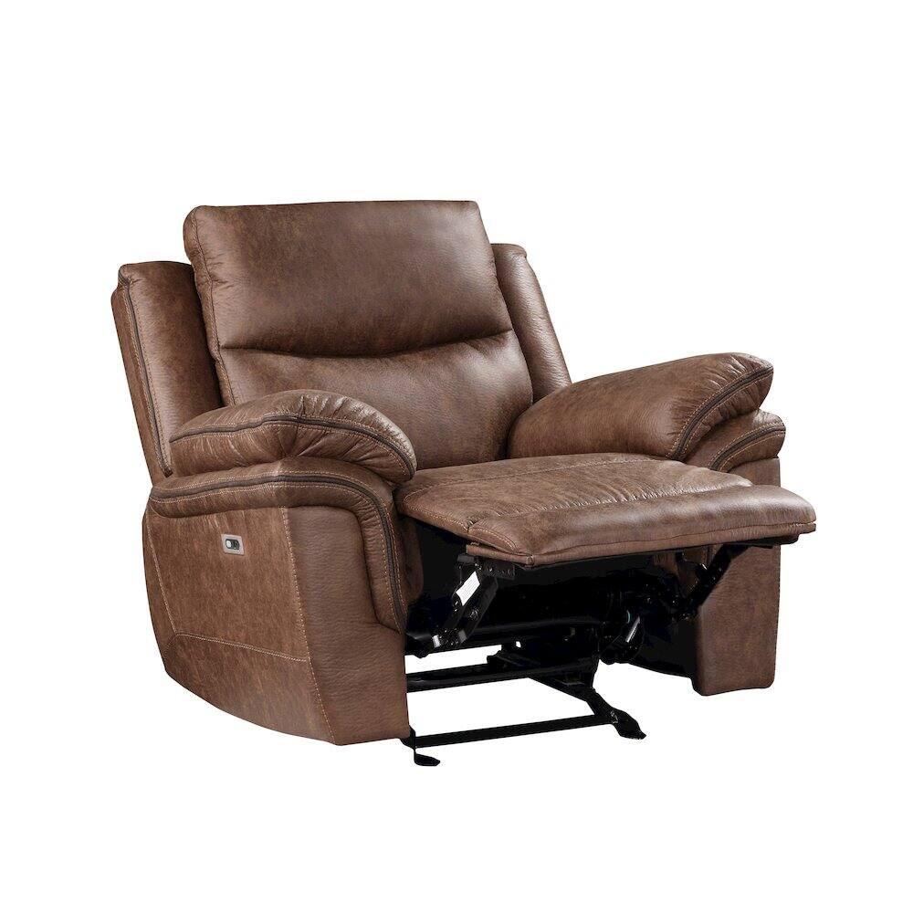 Back. New Classic Furniture - Ryland Glider Recliner W/Pwr Fr- Brown - Brown.