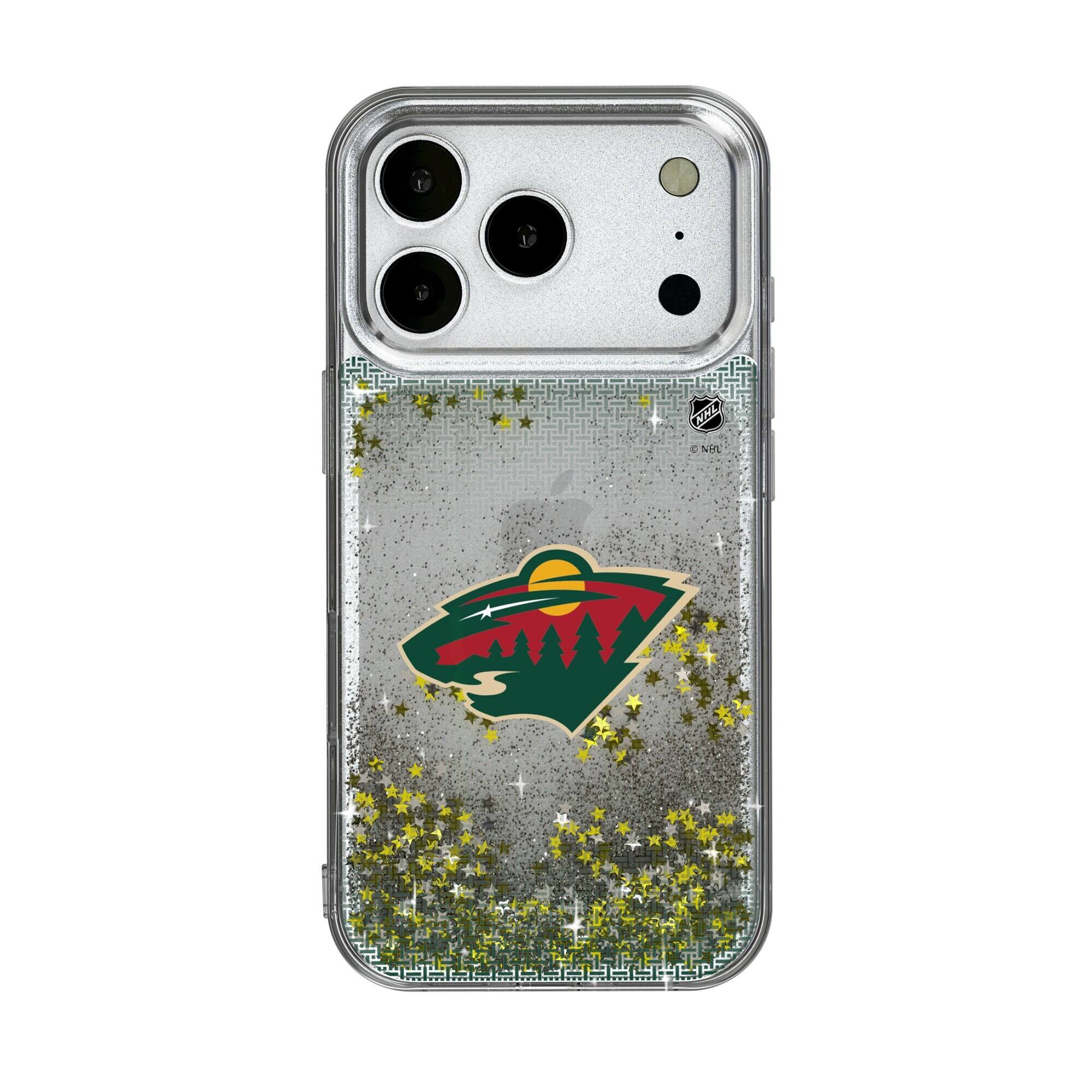 Front. Keyscaper - Minnesota Wild Linen Logo iPhone Glitter Case - 13 Pro Max - Multicolor.