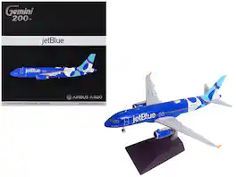 GeminiJets - Airbus A320 Commercial Aircraft "JetBlue Airways - Forever (N547JB) with Graphics "Gemini 200" Series 1/200 - Blue