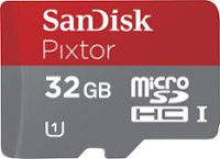 Front. SanDisk - Pixtor 32GB microSDHC UHS-I Memory Card - Gray/Red.