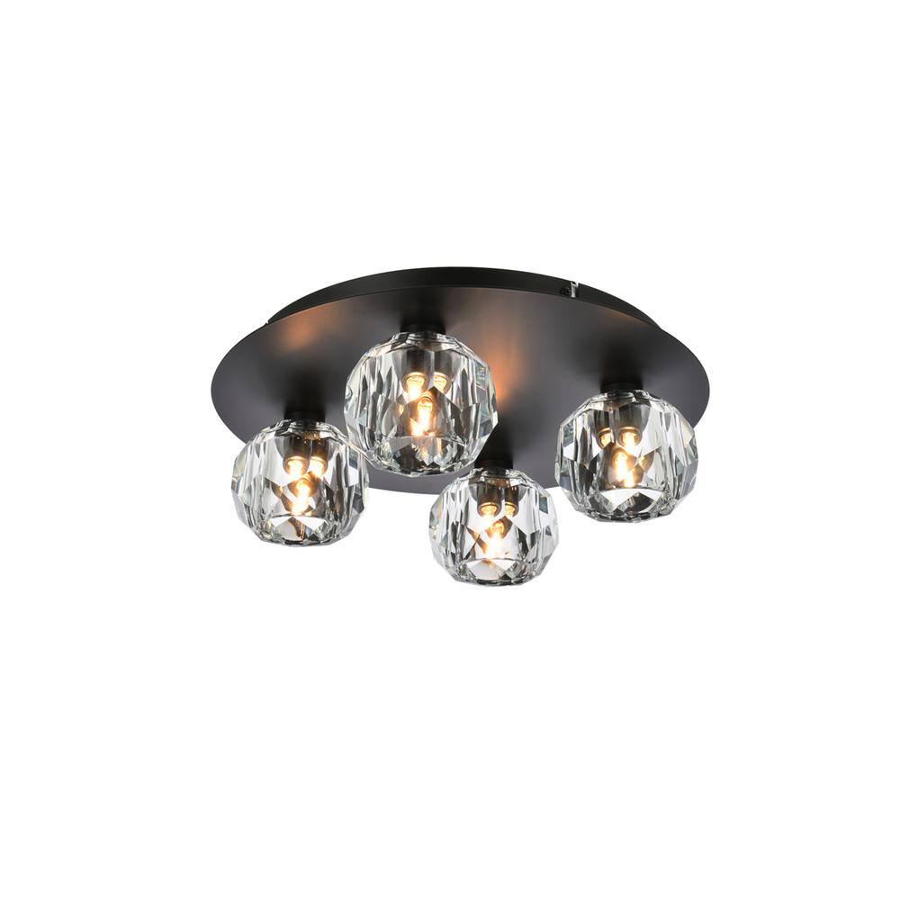 Alt View 5. Elegant Lighting - Graham 4 Light Ceiling Lamp in Black - Black And Clear.
