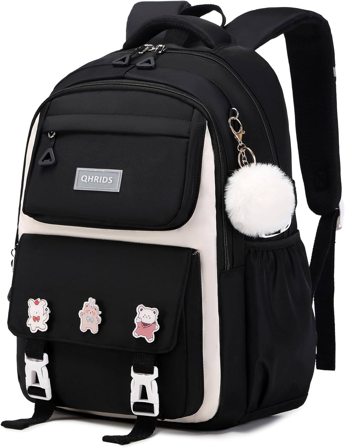 Live At Space - Girls Backpack Aesthetic Laptop Backpacks Kawaii Large Bookbag Anime Casual Travel Daypack,Beige - Black