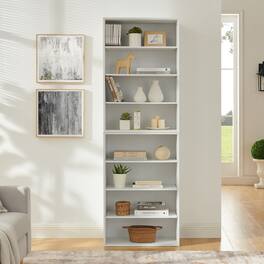 HTUTWOO - 8-Layer Detachable Bookcase with Adjustable Shelves, Multi-Functional Storage Display Cabinet for Living Room Bedroom - White
