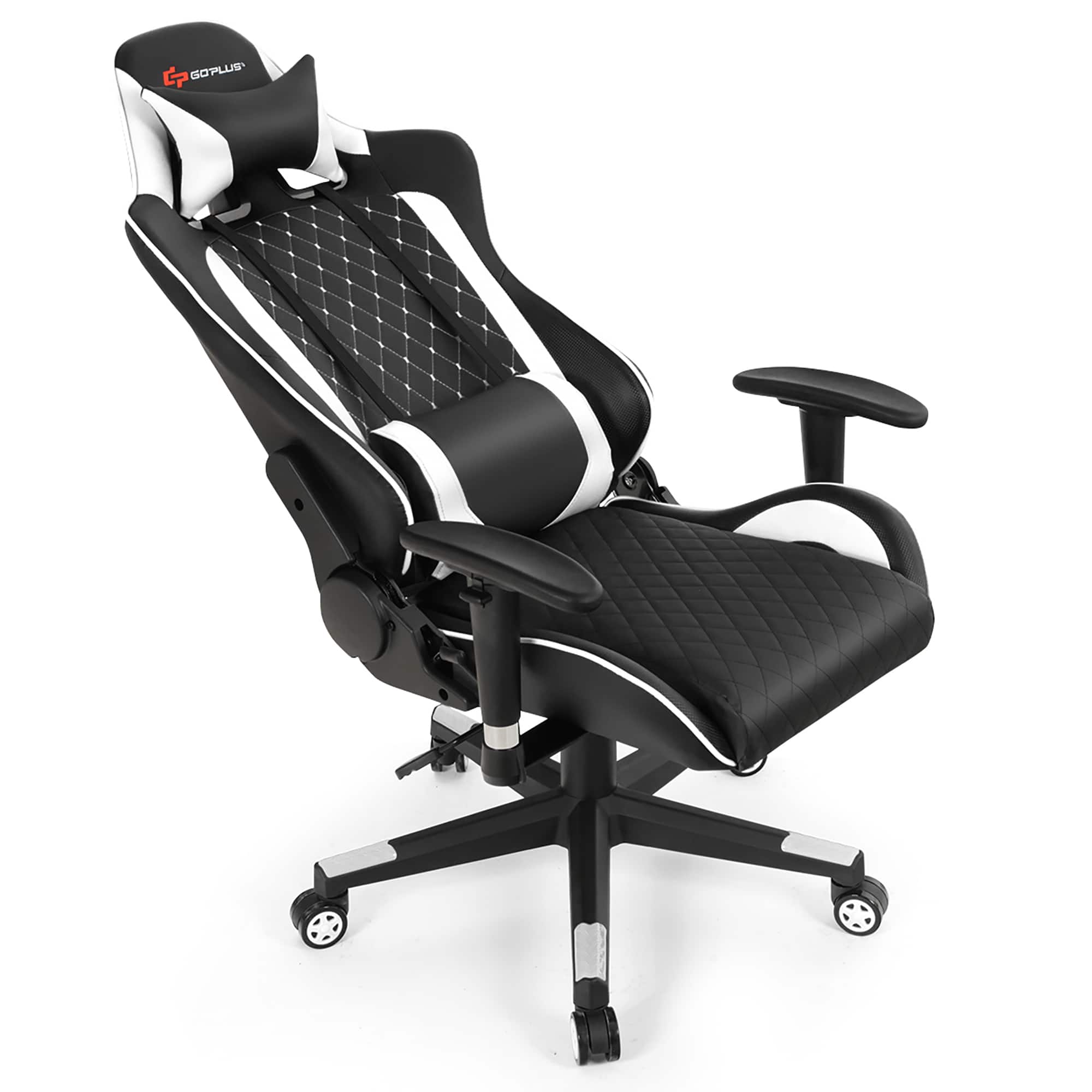 Alt View 18. Costway - Massage Gaming Chair with Headrest - White and Black.