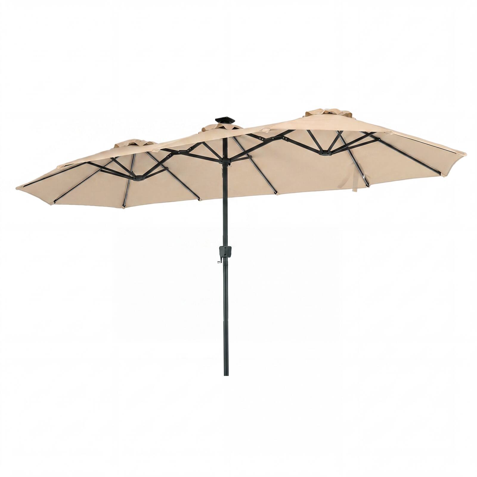Costway - Double-Sided Patio Umbrella with Color-Changing Flowing Solar LED Lights Crank Lift - Beige price history on PriceWatchPro
