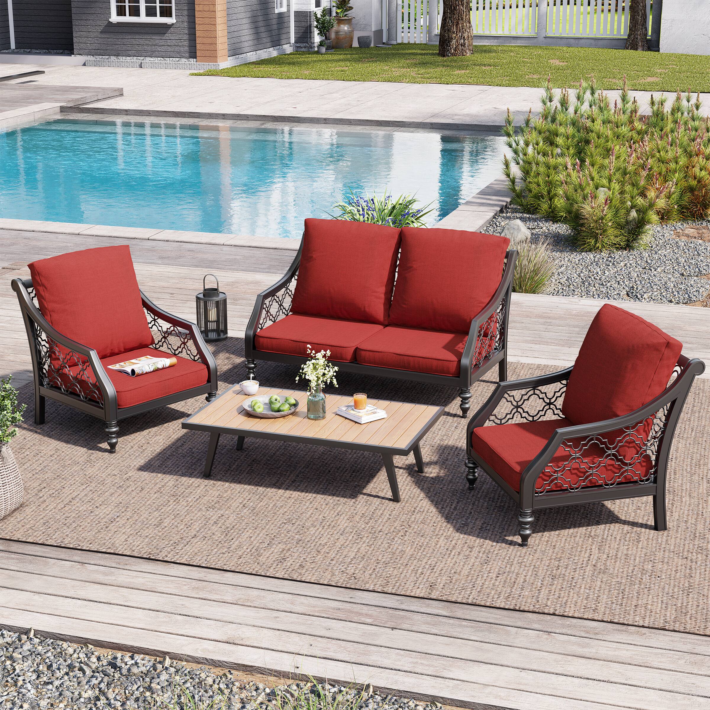 Alt View 5. Crestlive Products - Crestlive Products 24x24 Inch Water-Repellent Deep Seat Outdoor Cushions, Fade-Resistant Replacement for Patio Furniture - Chili Red.