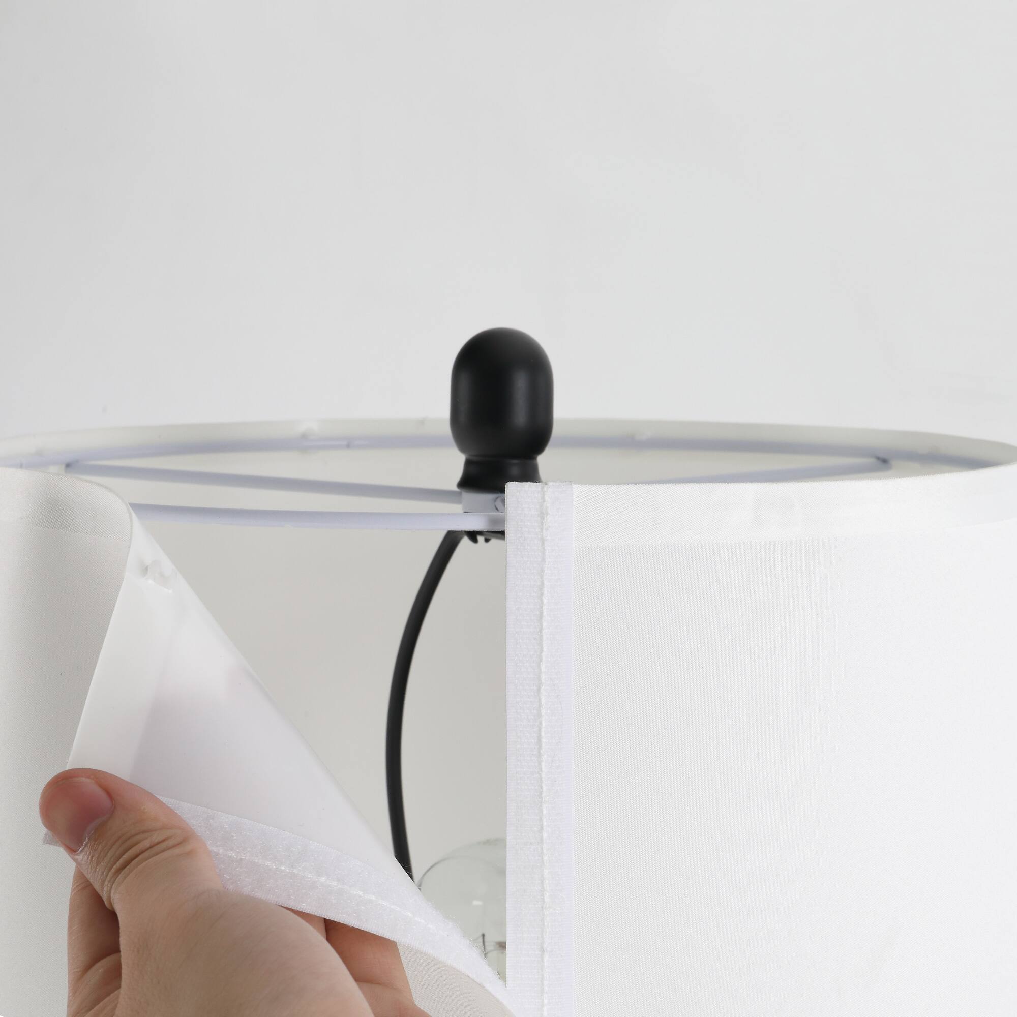 Alt View 7. Homcom - 3-Pc Lamp Set: Metal Pole+Round Base Fabric Shades Living Room.