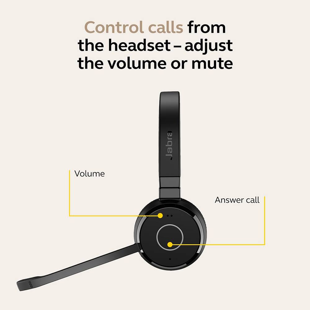 Control calls from the headset – adjust the volume or mute

Volume

Answer call