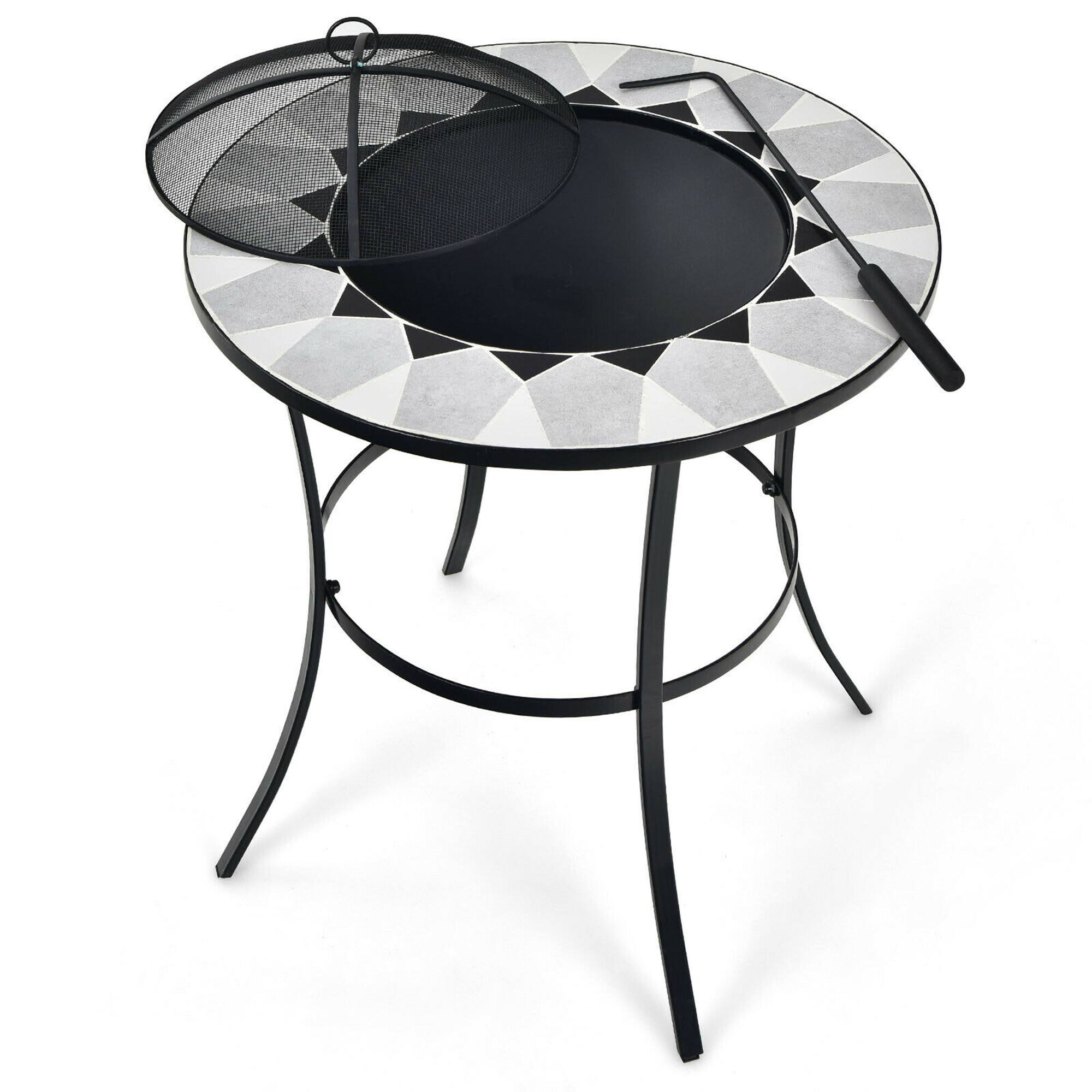 Alt View 9. Gymax - Gymax 23.5'' Round Fire Pit Table Wood Burning Heater W/ Mesh Cover & Fire Poker - Black.