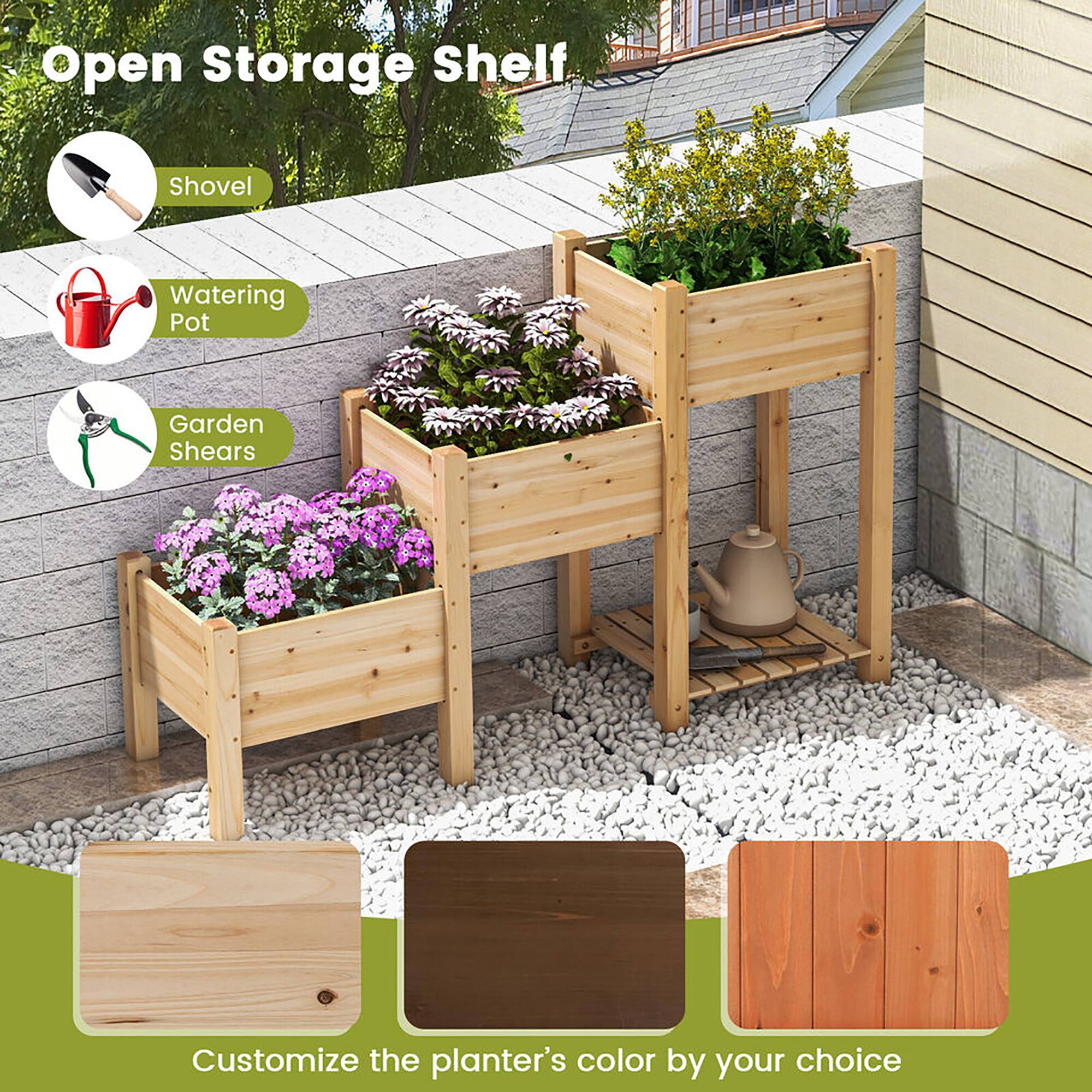Open Storage Shelf

- Shovel
- Watering Pot
- Garden Shears

Customize the planter's color by your choice