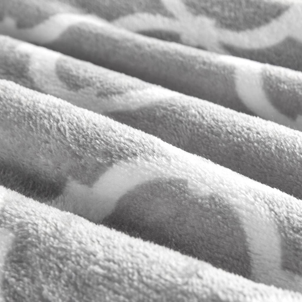 Alt View 5. Gracie Mills - Gracie Mills Graig Modern Ogee Print Microlight Oversized Plush Throw Blanket - Grey.