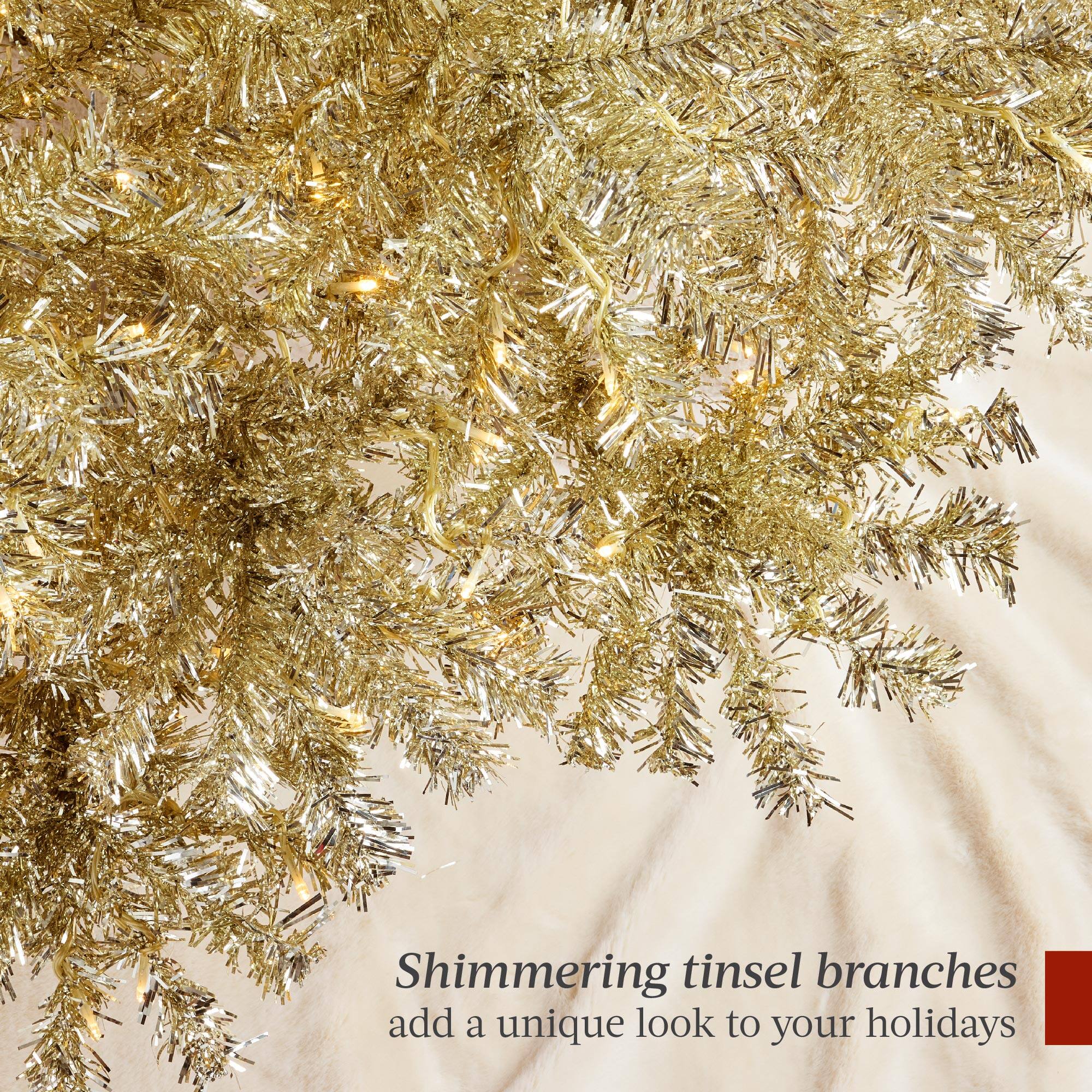 Shimmering tinsel branches add a unique look to your holidays