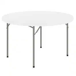 Emma + Oliver - 4-Foot Round Plastic Folding Table - Granite White