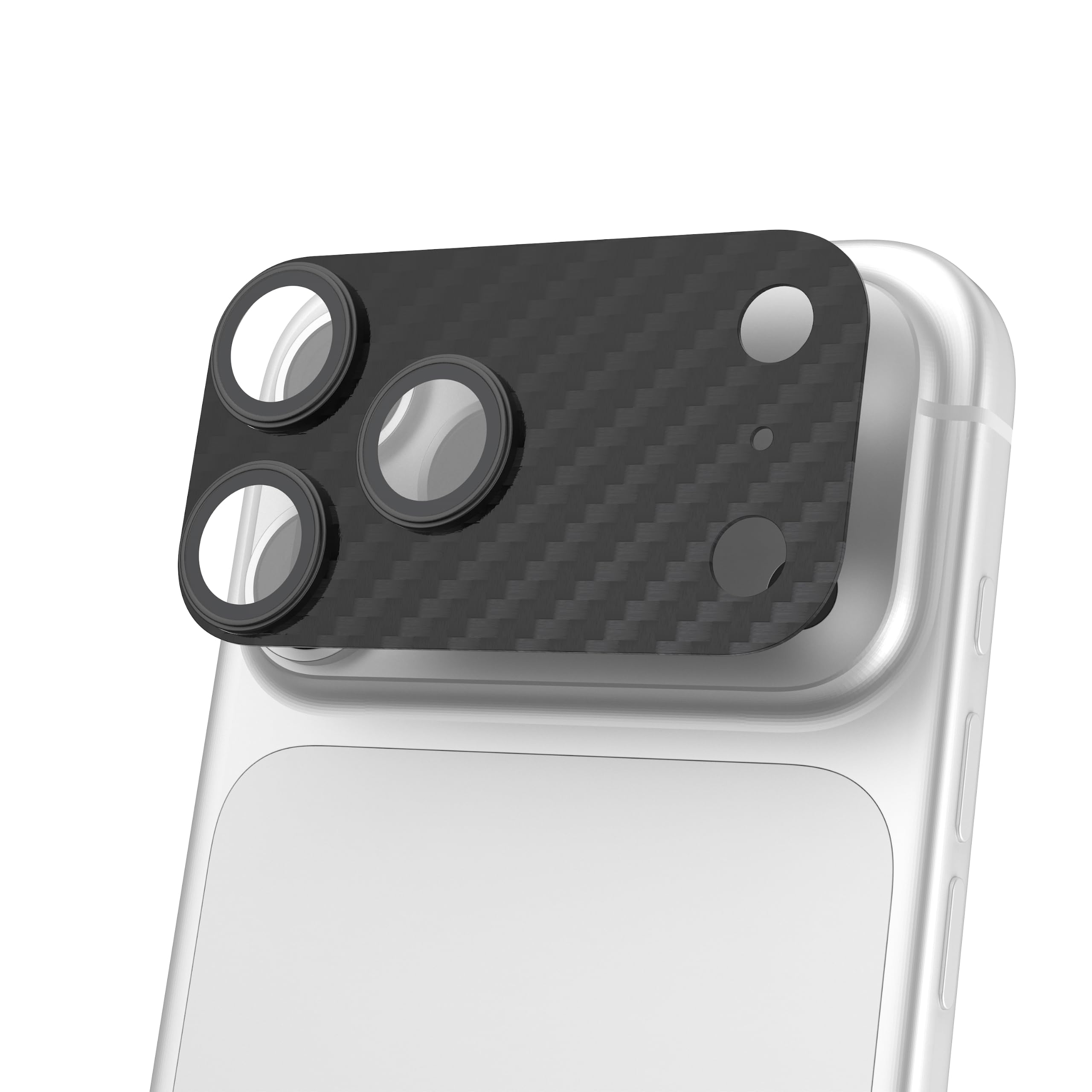 Alt View 6. UAG - iPhone 18 Pro Max Glass Camera Lens Protector & Camera Plate Protector, Aluminosilicate Glass & Carbon Fiber Backplate - Carbon Fiber/Black.