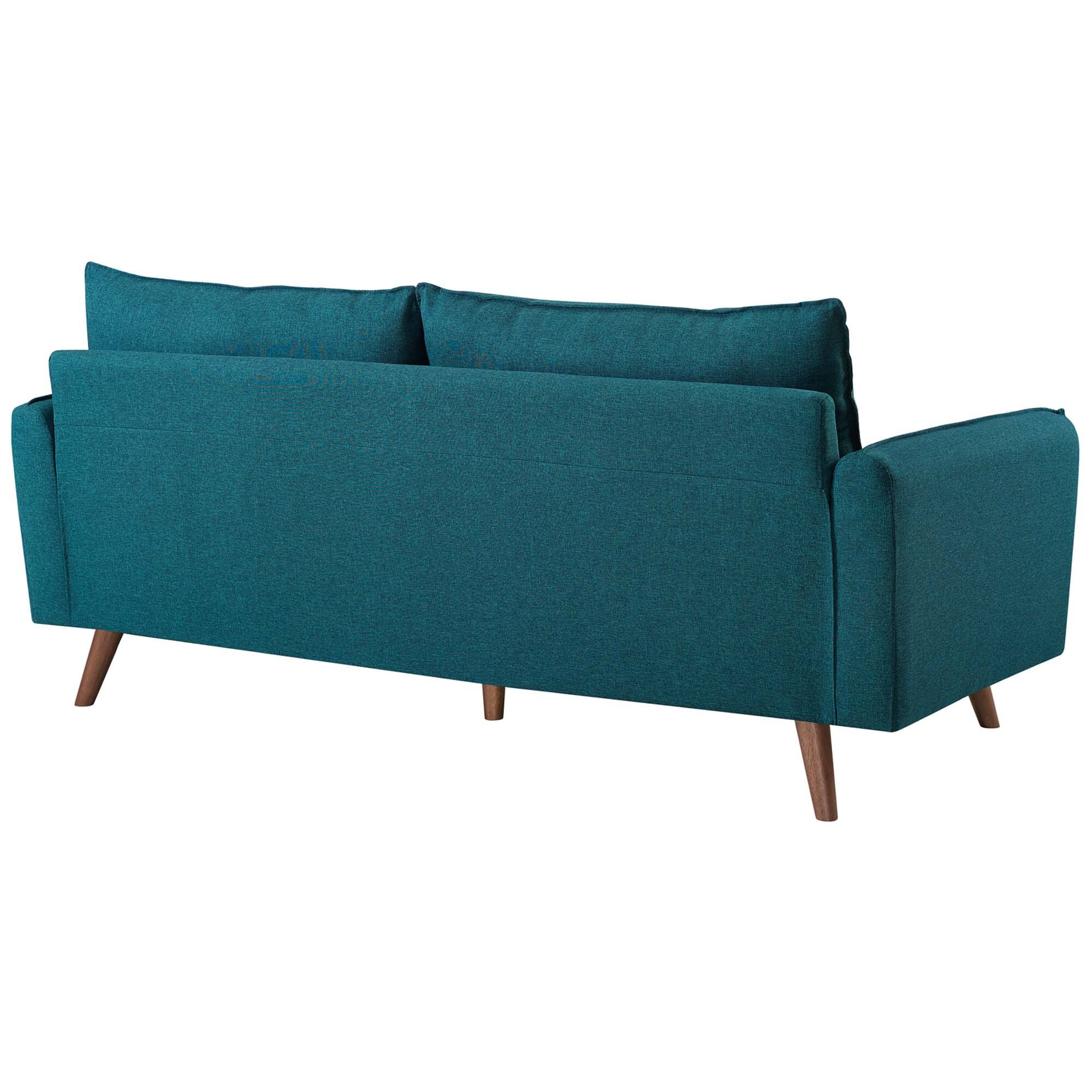 Left. Modway - Revive Upholstered Fabric Sofa and Loveseat Set by Modway - Blue.