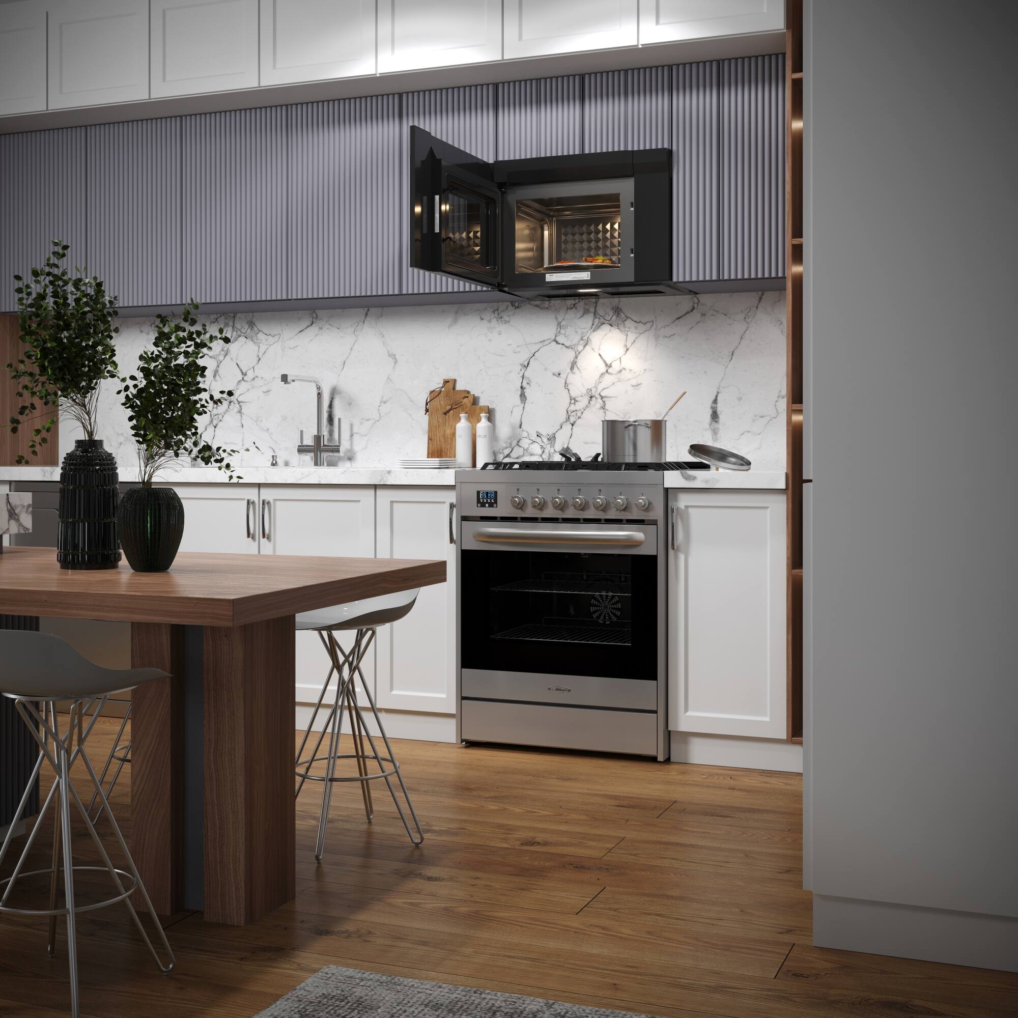 Alt View 9. Koolmore - 1.3 cu. ft. Over the Range Stainless Steel Microwave, 300 CFM, One Panel (KM-MOT-OP1SS) - Stainless-Steel.