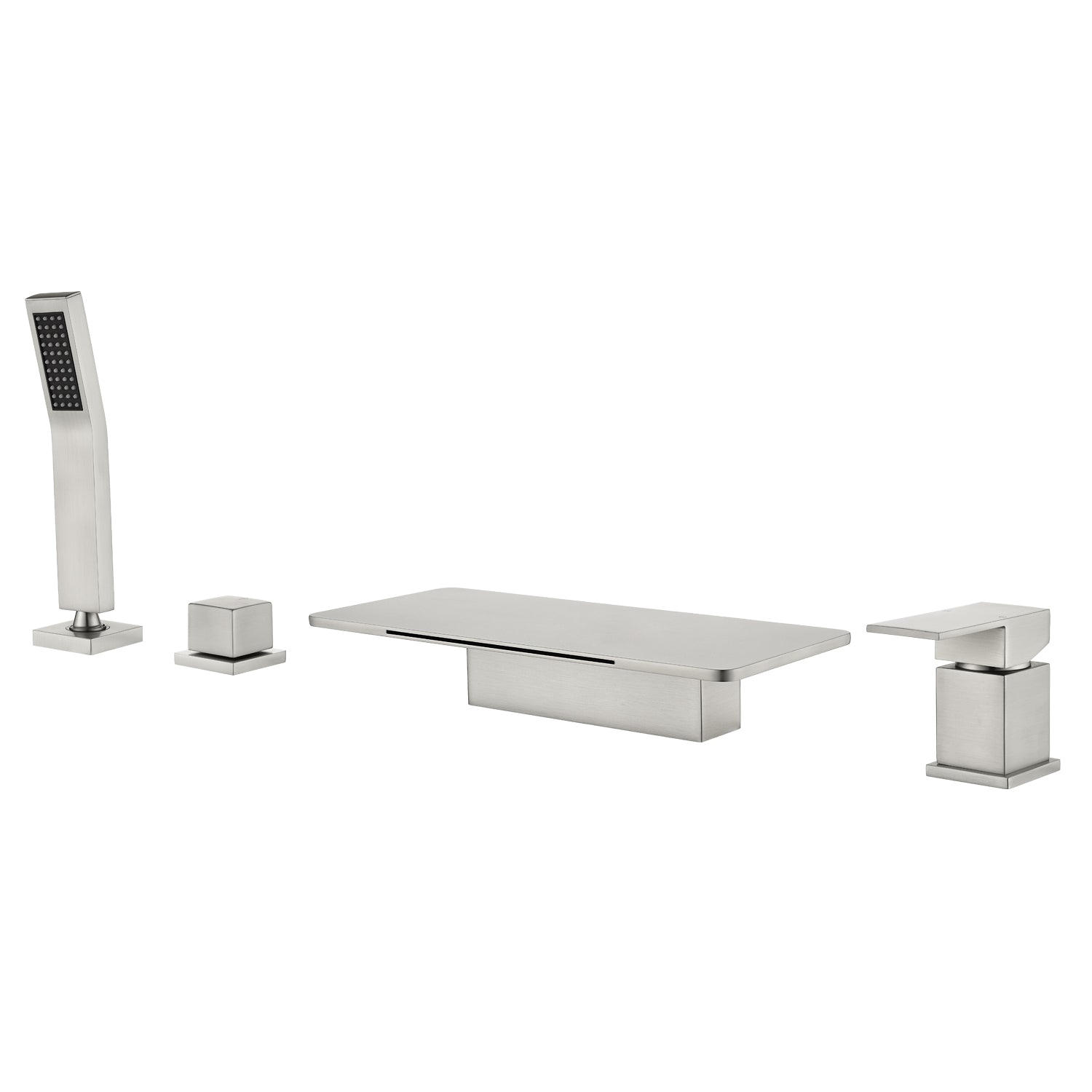 Alt View 1. Boyel Living - 11.2 in.W Brushed Nickel Rectangle Bathtub Faucet Hot Cold Control Waterfall Spout Handheld Shower High Capacity - Brushed Nickel.