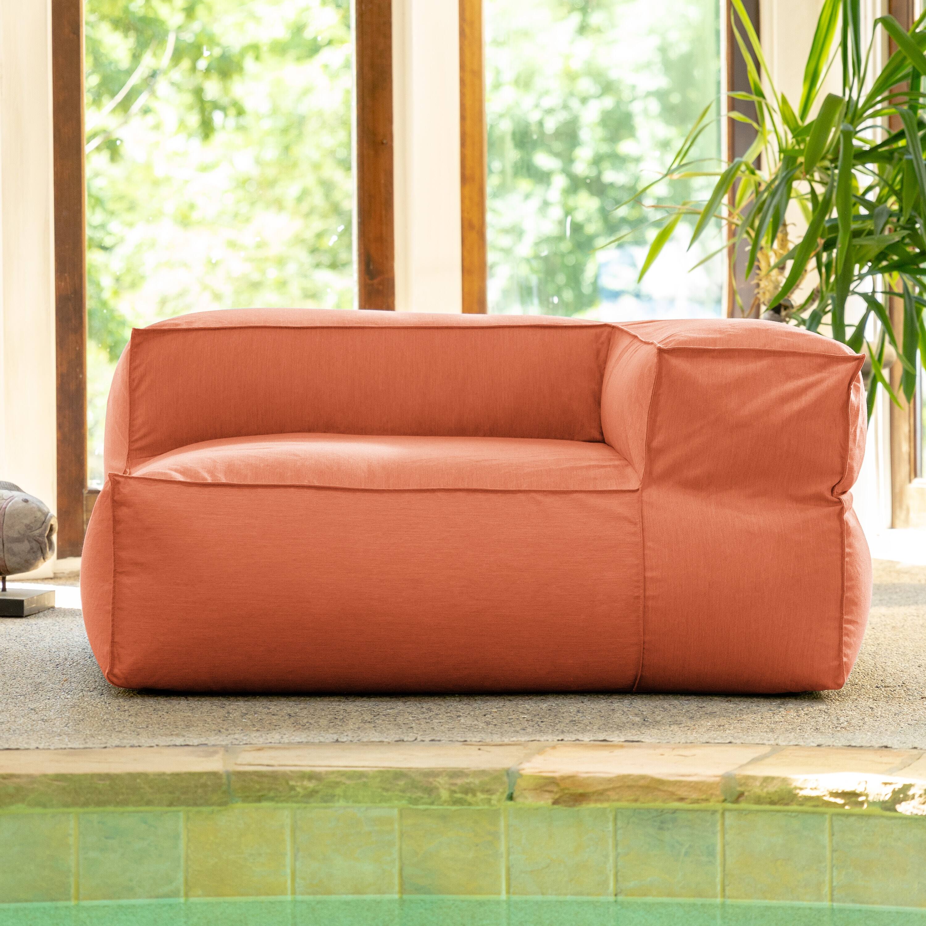 Angle. Jaxx - Baya Outdoor Left Corner - Sunbrella, Coral - Coral.