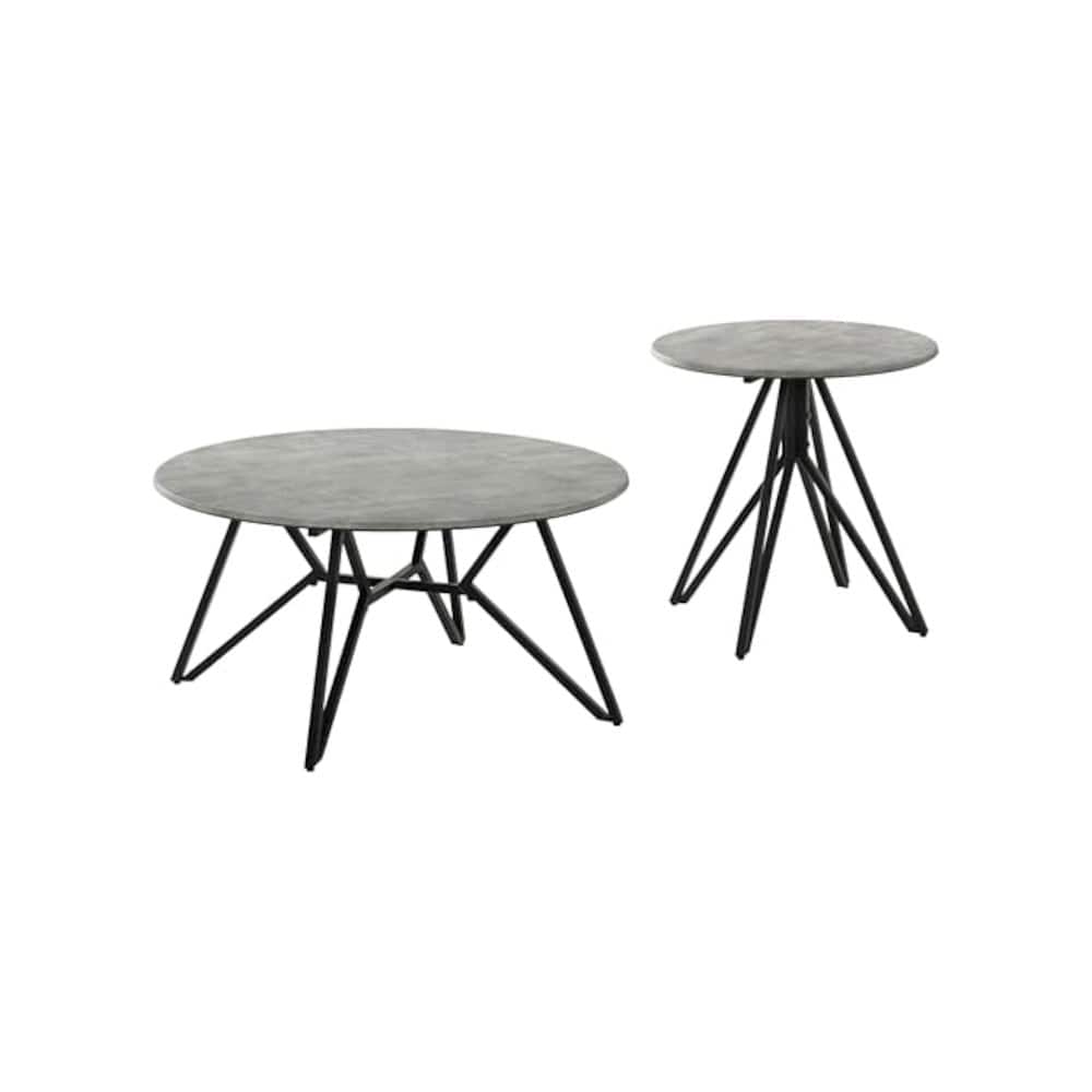 Coaster Co. of America - Hadi 2-piece Round SmartTop Coffee and End Table Set Cement - Gray
