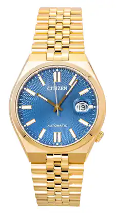Citizen - Tsuyosa 60 Rose Gold Tone Stainless Steel Dial Automatic NK0023-57L 100M Men's Watch - Blue