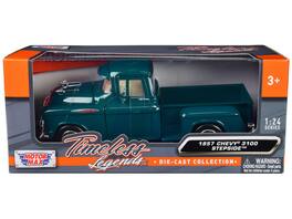 1957 Chevrolet 3100 Stepside Pickup Truck "Timeless Legends" Series 1/24 Diecast Model Car by Motormax - Teal Metallic