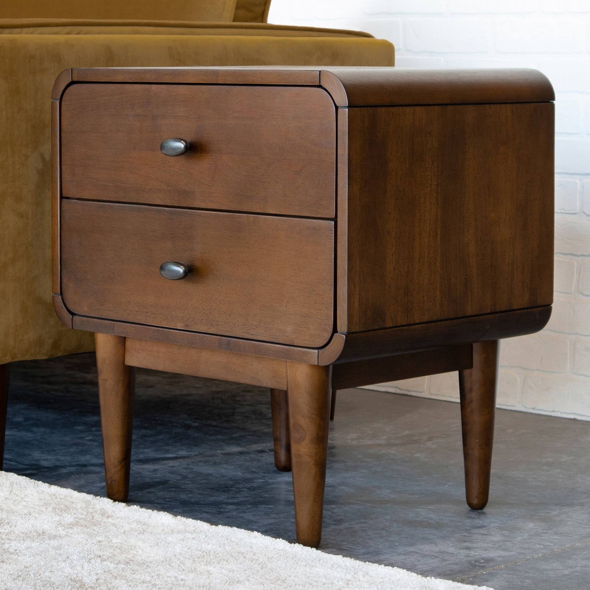 Alt View 7. Spaco - Spaco Mid Century Modern Style Night Stand with 2 Drawer for Bedroom - Brown.