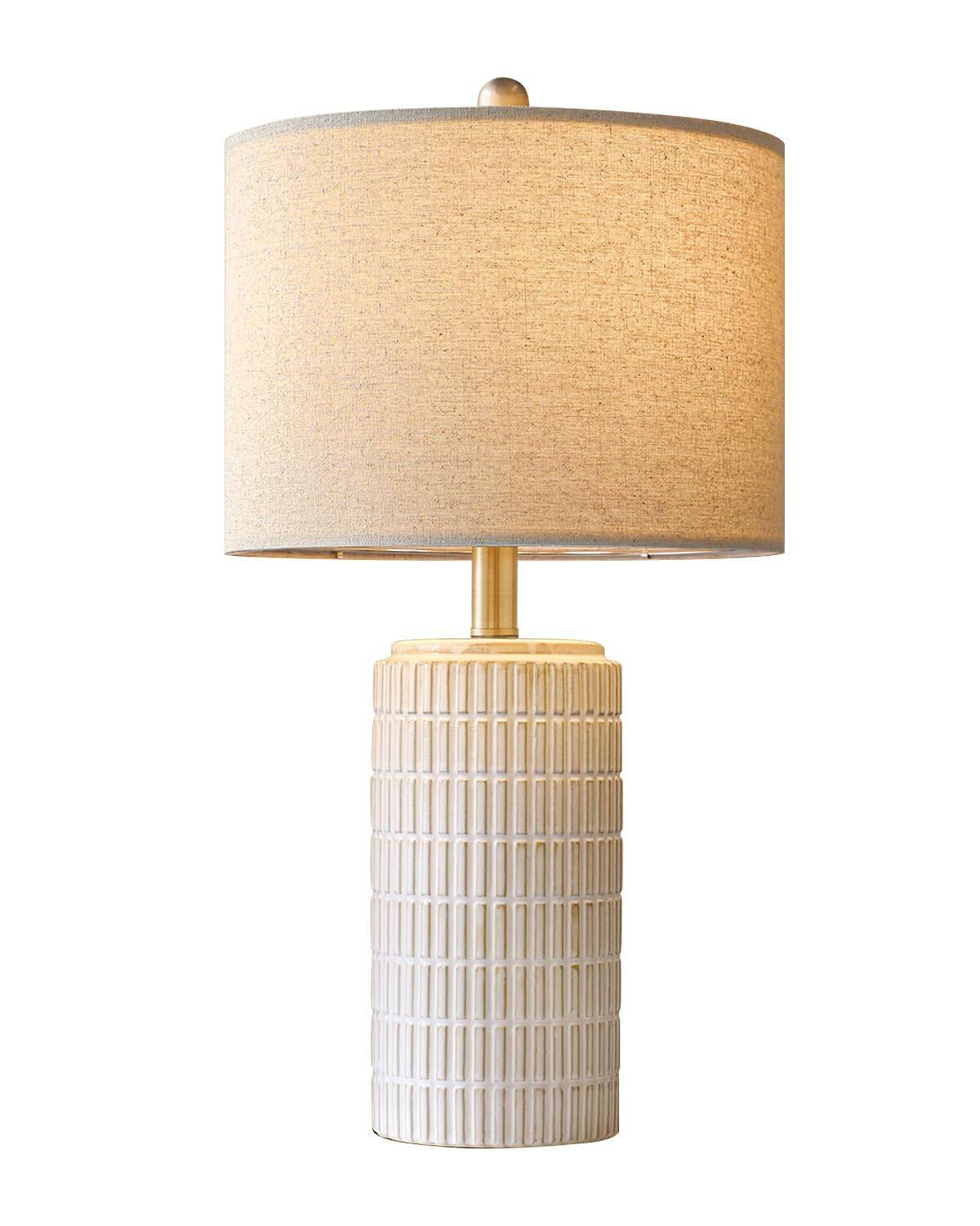 Alt View 6. HM 1810 - PoKat Bedside Table Lamp Bedroom Nightstands Ceramic Lamp Living Room Night Stand Light Round Linen FINIAL - Dark Green - 27.5'' Ceramic Lamps.