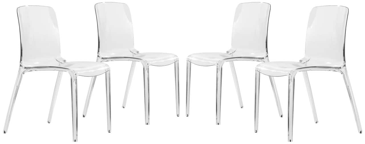 LeisureMod - Murray 4-Pieces Modern Plastic Dining Chair with Transparent Design Fully Assembled - Clear