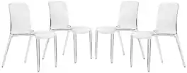 LeisureMod - Murray 4-Pieces Modern Plastic Dining Chair with Transparent Design Fully Assembled - Clear