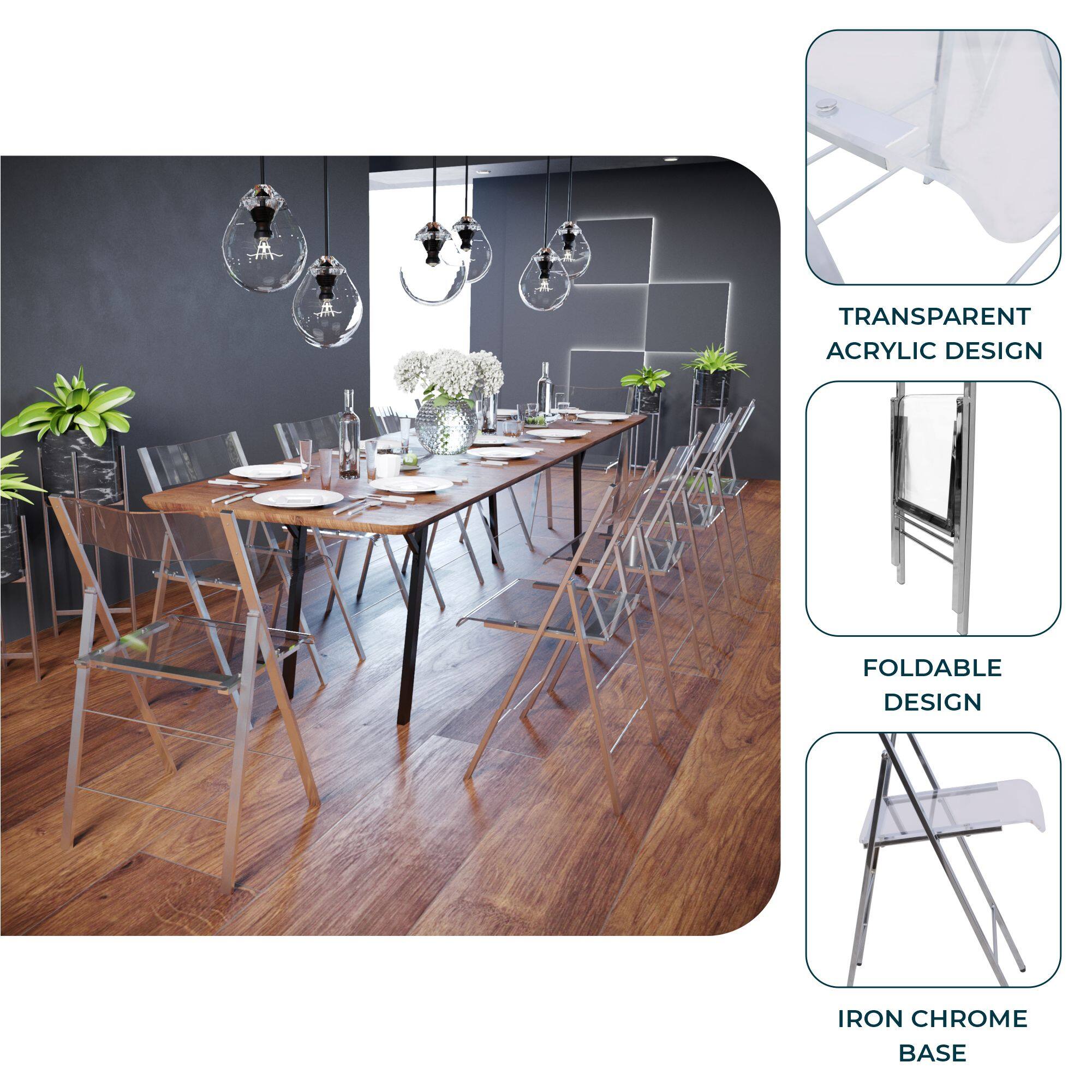 TRANSPARENT ACRYLIC DESIGN  
FOLDABLE DESIGN  
IRON CHROME BASE