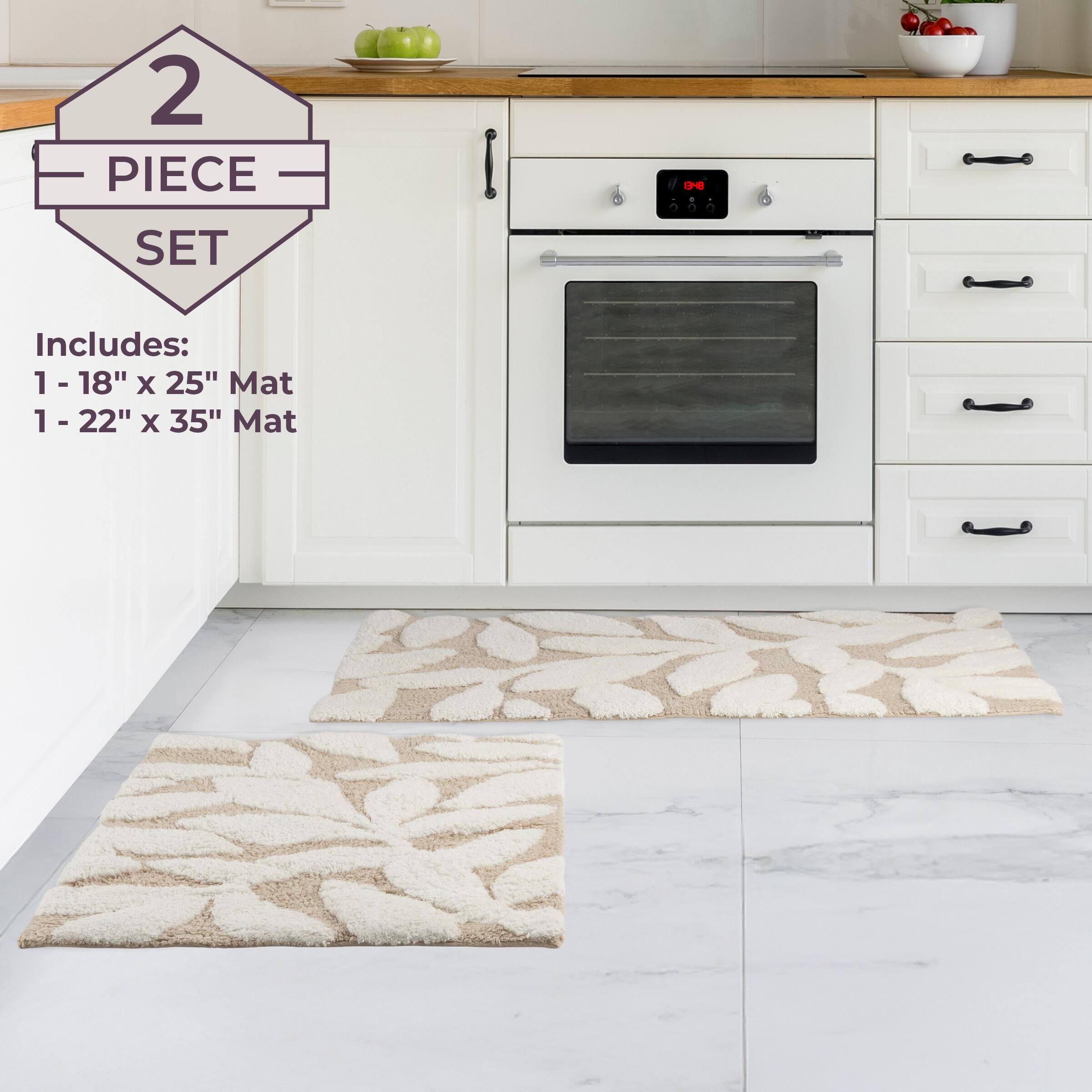 2 PIECE SET  
Includes:  
1 - 18" x 25" Mat  
1 - 22" x 35" Mat