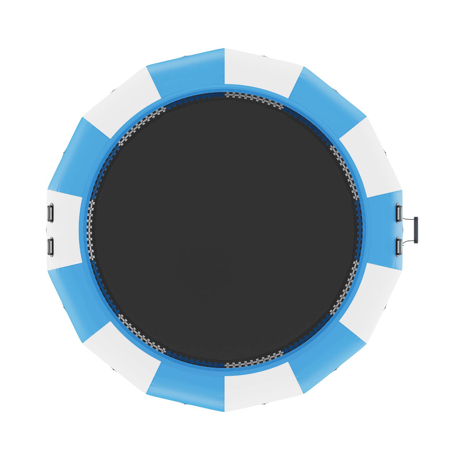 Alt View 5. VEVOR - Inflatable Water Bouncer, 15ft Recreational Water Trampoline, Portable Bounce Swim Platform with 3-Step Ladder - Blue, white.