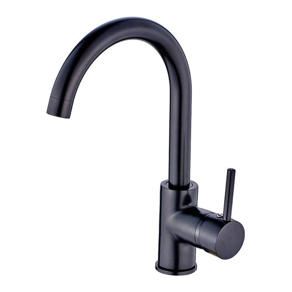 Front. Boyel Living - Single Handle Standard Kitchen Faucet in Matte Black - Matte Black.