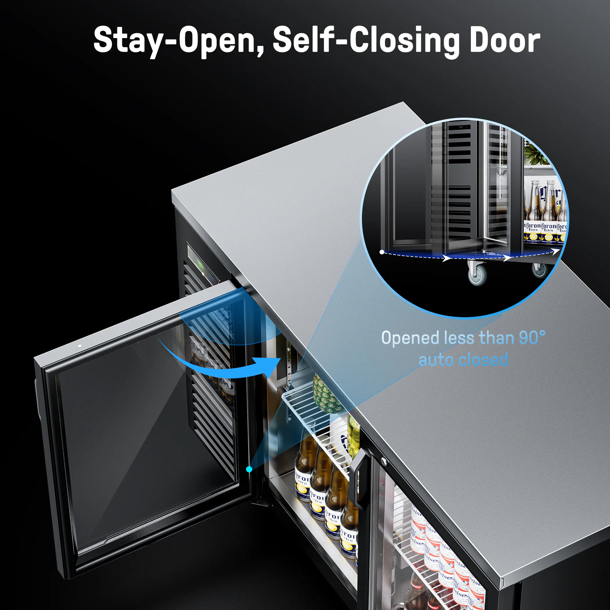 Stay-Open, Self-Closing Door

Opened less than 90° auto closed