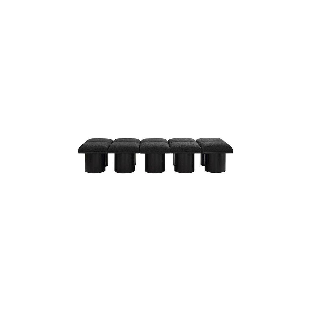 Angle. Meridian Furniture - Pavilion Black Boucle Fabric Bench - Black Boucle Fabric.