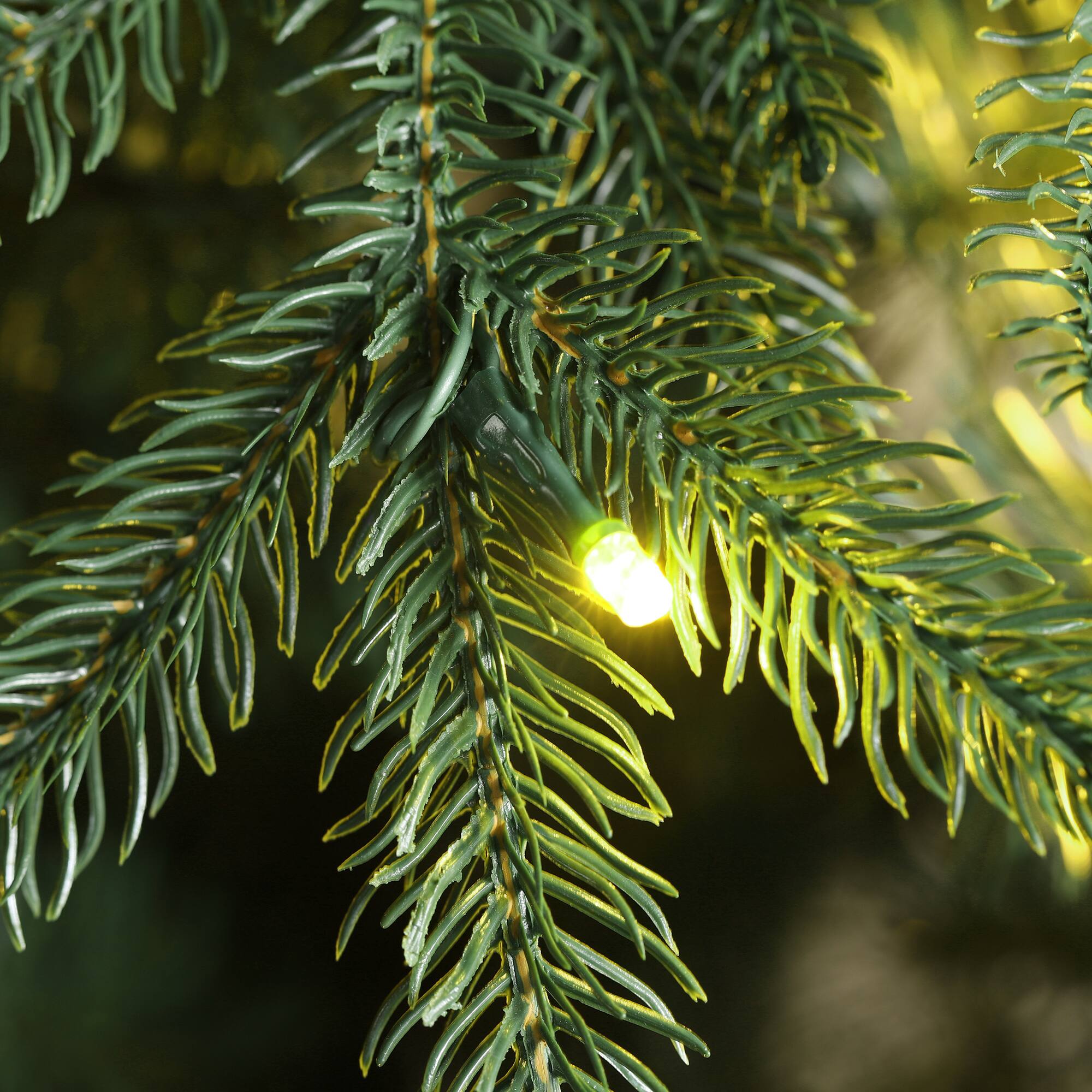 Alt View 10. Glitzhome - 6ft Pre-Lit Green Slim Fir Artificial Christmas Tree with 250 Warm White and Multi-Color Lights - Green.