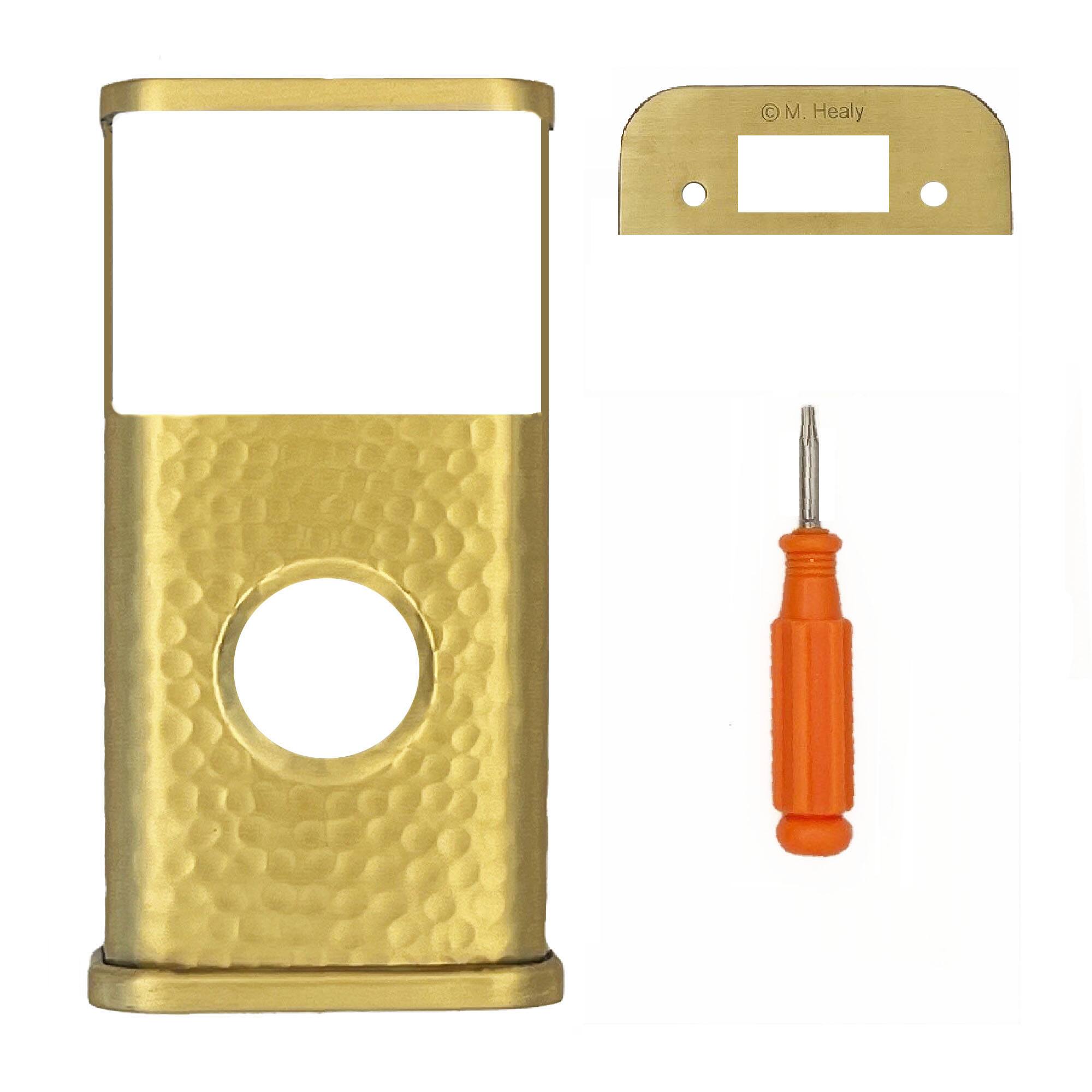 Back. Michael Healy - Hammered Video Doorbell Cover (Ring 2nd Gen) - Satin Brass.