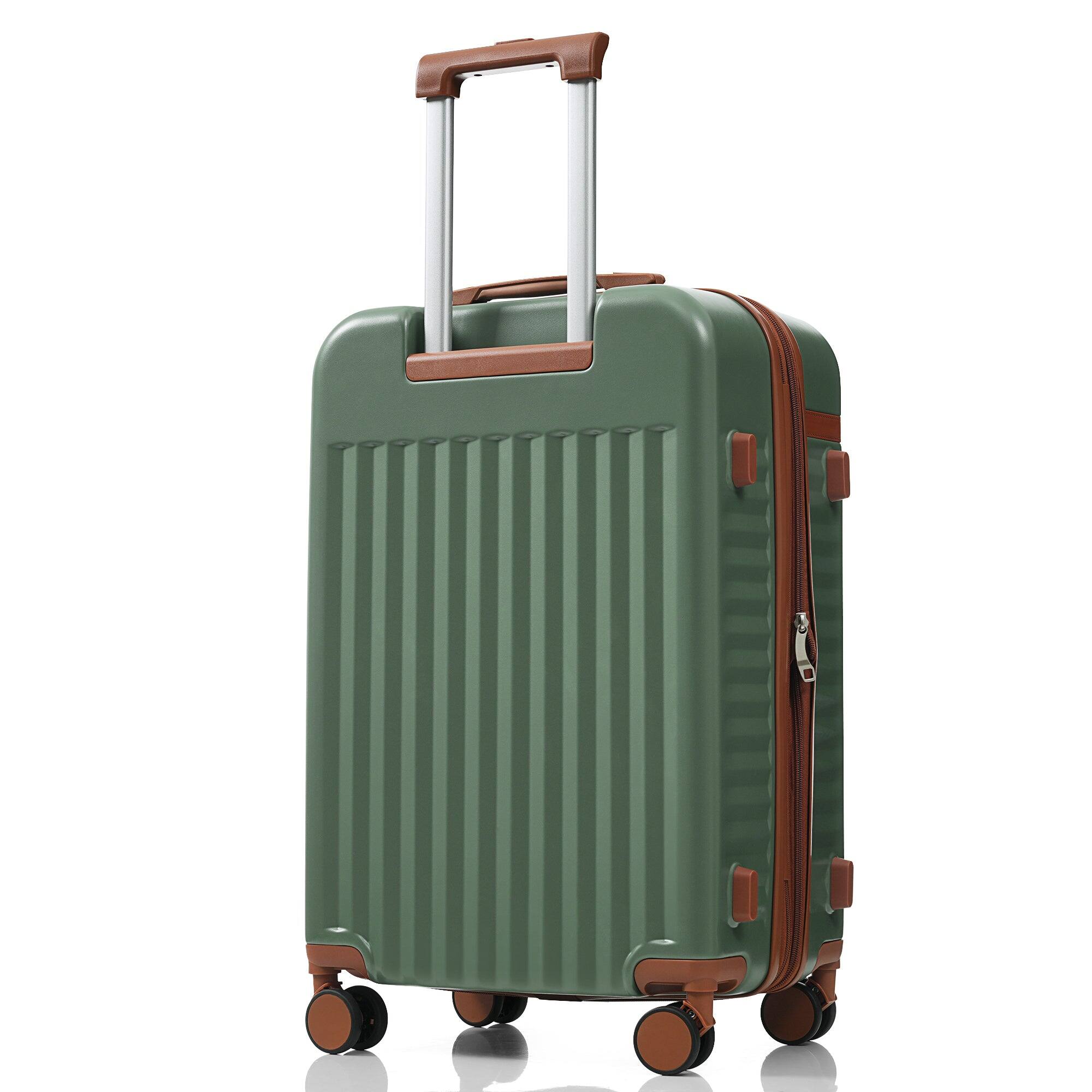 Alt View 4. BreeBe - 3-Piece 20" Carry-On Luggage Set with USB Port, Front Opening, Airline Approved ABS Hard Shell Spinner Wheels Green - Green.