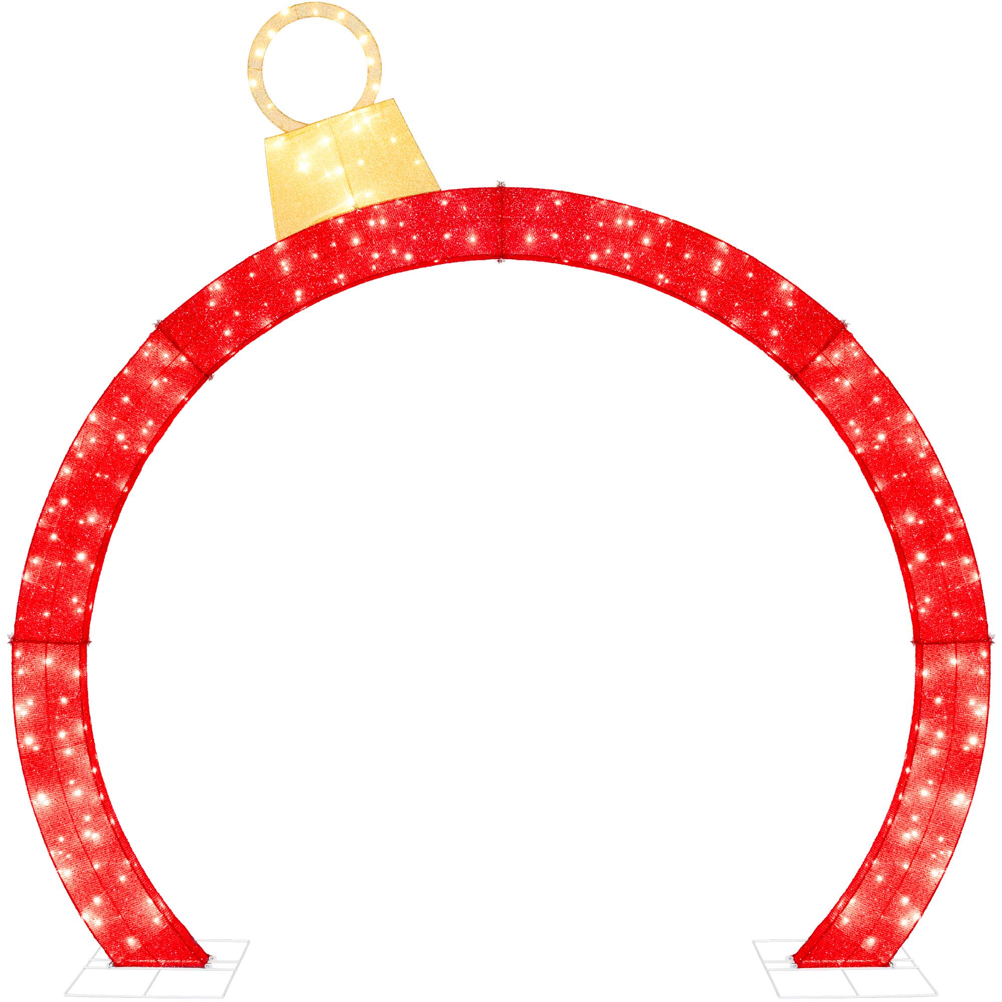 Best Choice Products - Large Outdoor Christmas Lighted Archway Decoration, 9.5ft w/330 LED Lights - Red