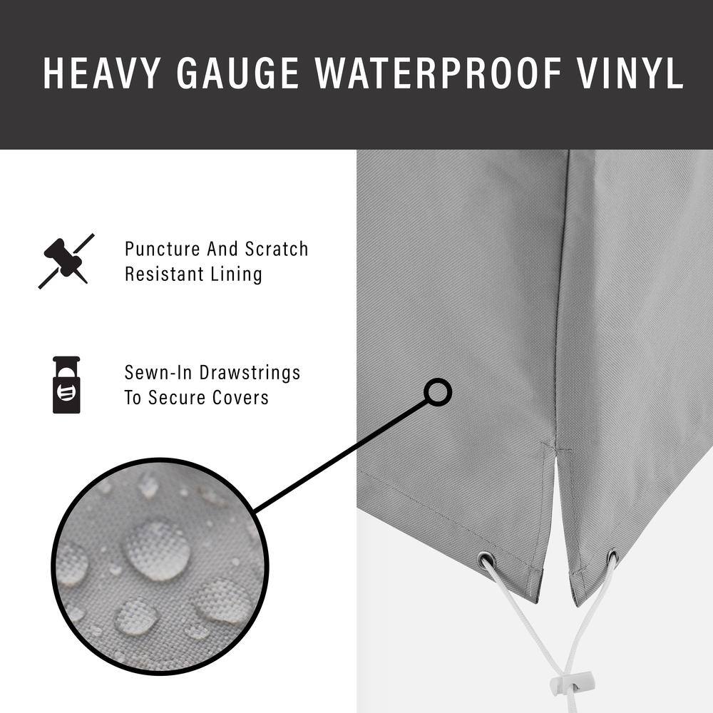 HEAVY GAUGE WATERPROOF VINYL

- Puncture And Scratch Resistant Lining
- Sewn-In Drawstrings To Secure Covers