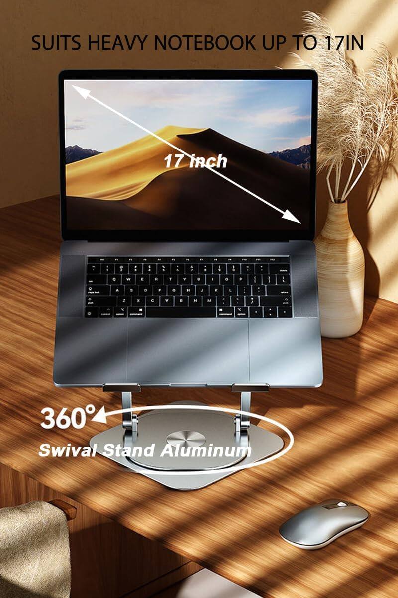 Suits heavy notebook up to 17 inches. 360° Swivel Stand Aluminum