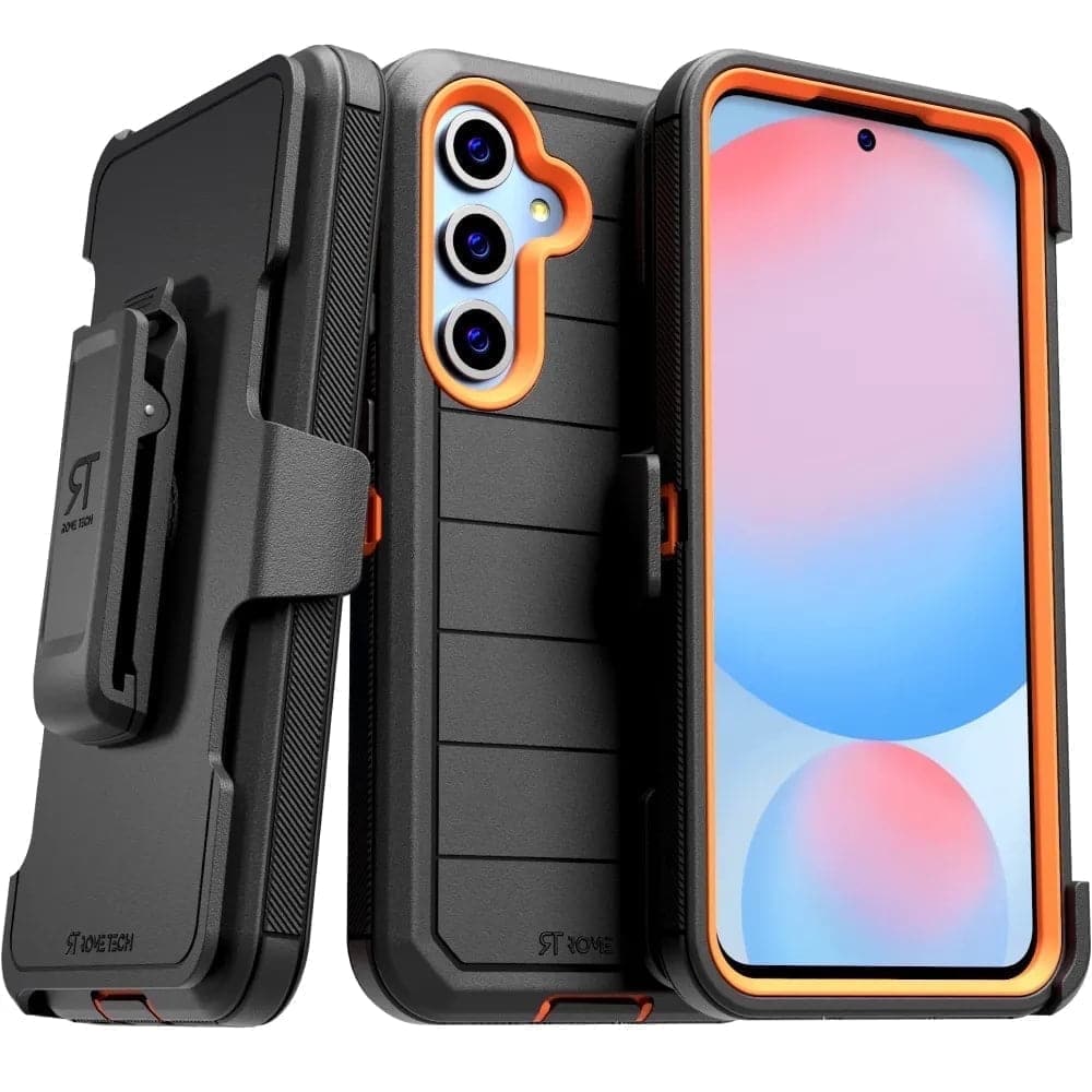 RomeTech - Defender Case for Samsung Galaxy S24 FE - Black / Orange