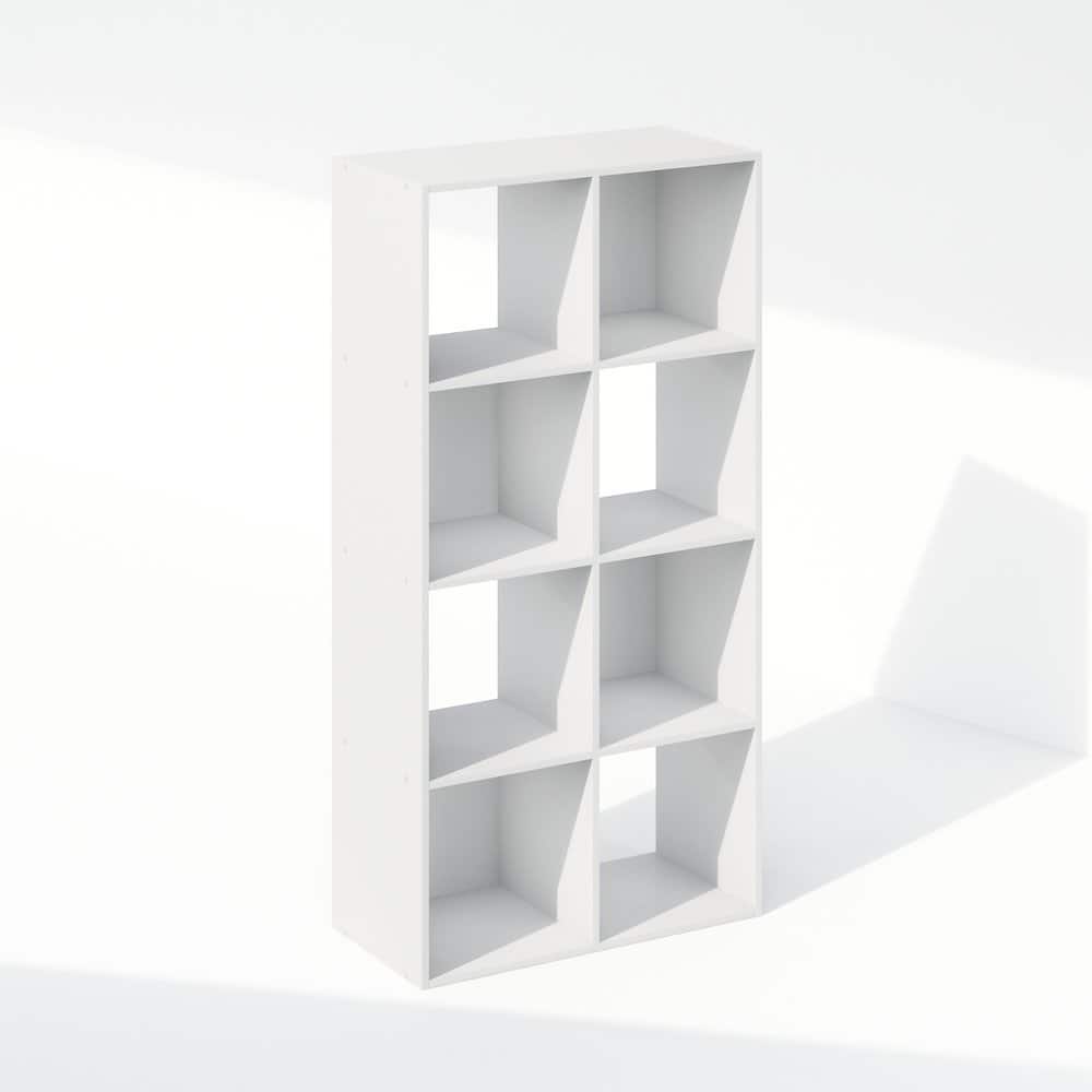 FurniFact - Engineered Wood 8 Cube Storage Organizer with Open Back Shelves - White