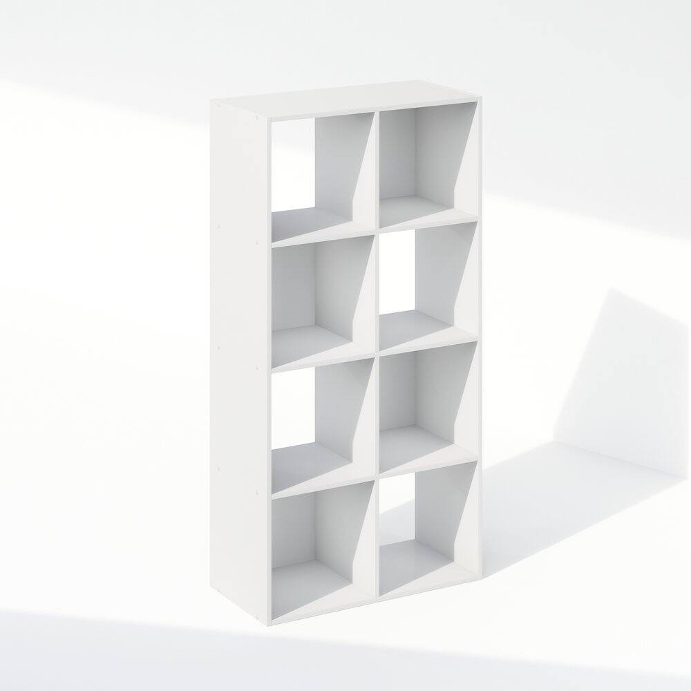 FurniFact - Engineered Wood 8 Cube Storage Organizer with Open Back Shelves - White