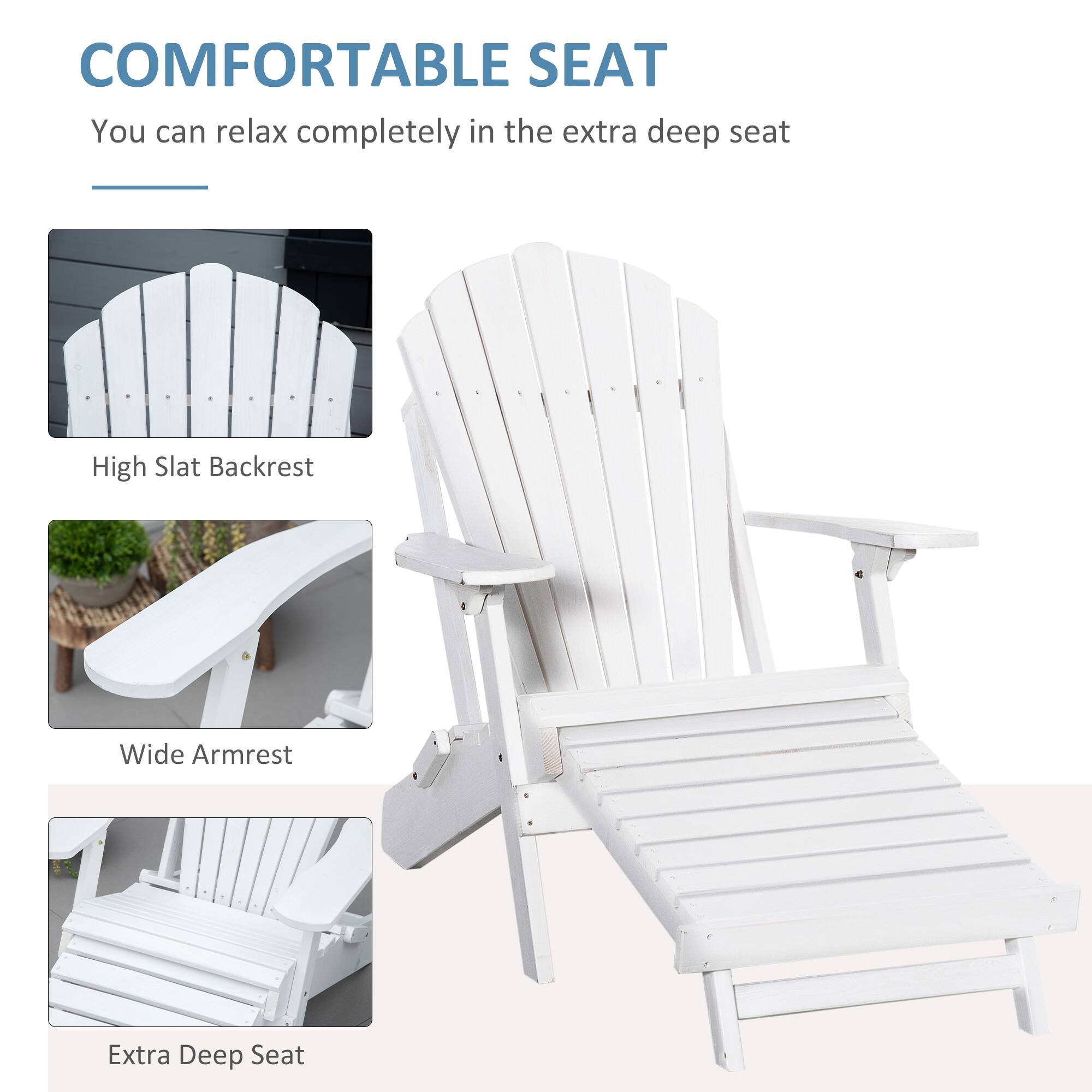 COMFORTABLE SEAT  
You can relax completely in the extra deep seat  

- High Slat Backrest  
- Wide Armrest  
- Extra Deep Seat
