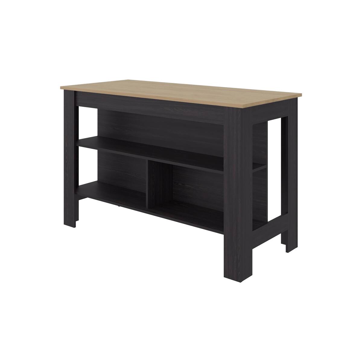 Angle. Loheer - Loheer Wenge Open Storage Kitchen Island Rectangular Prep Station - Wenge.